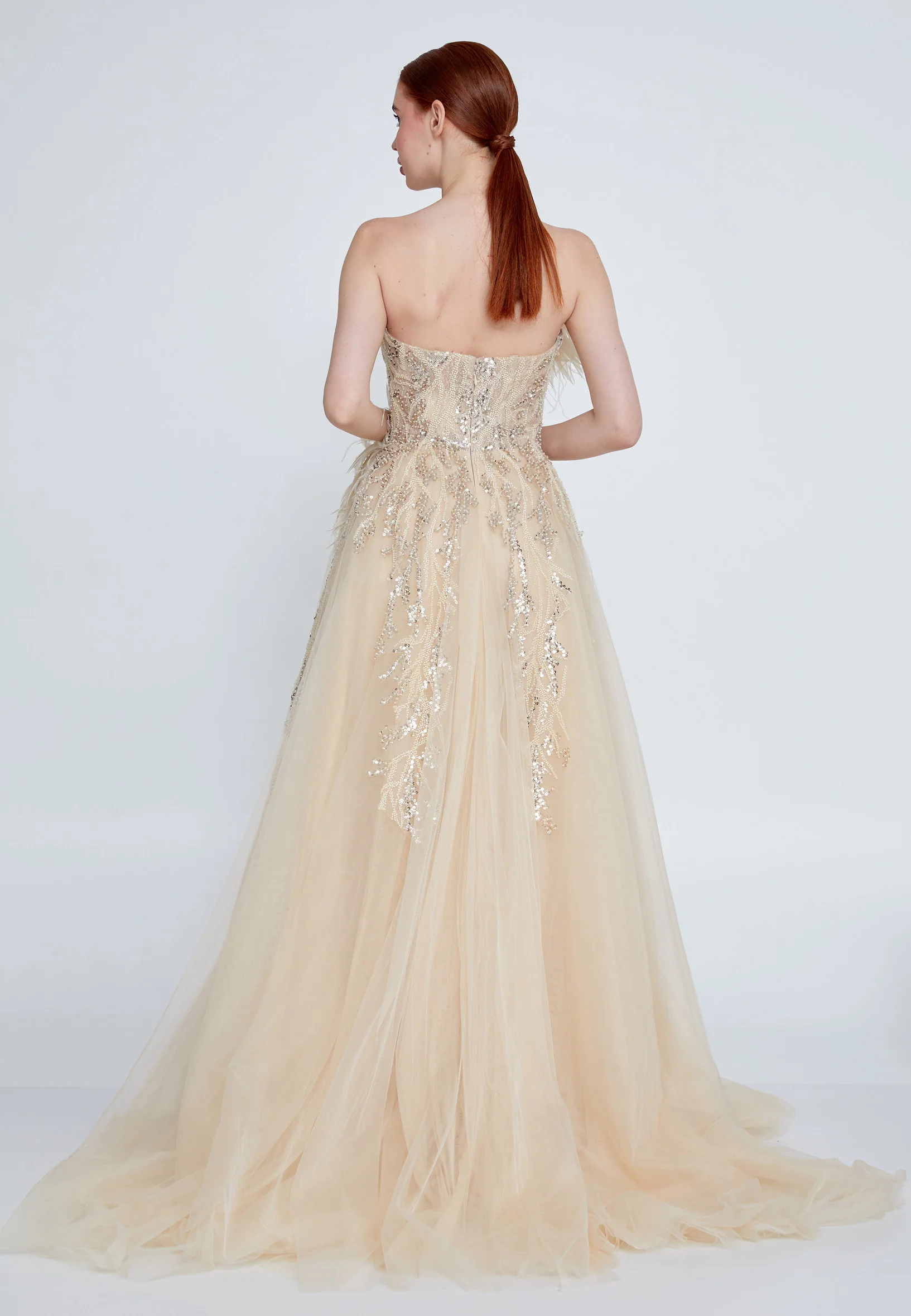 Strapless Maxi Tulle A - Line Regular Prom Dress omn0116 - Image 2