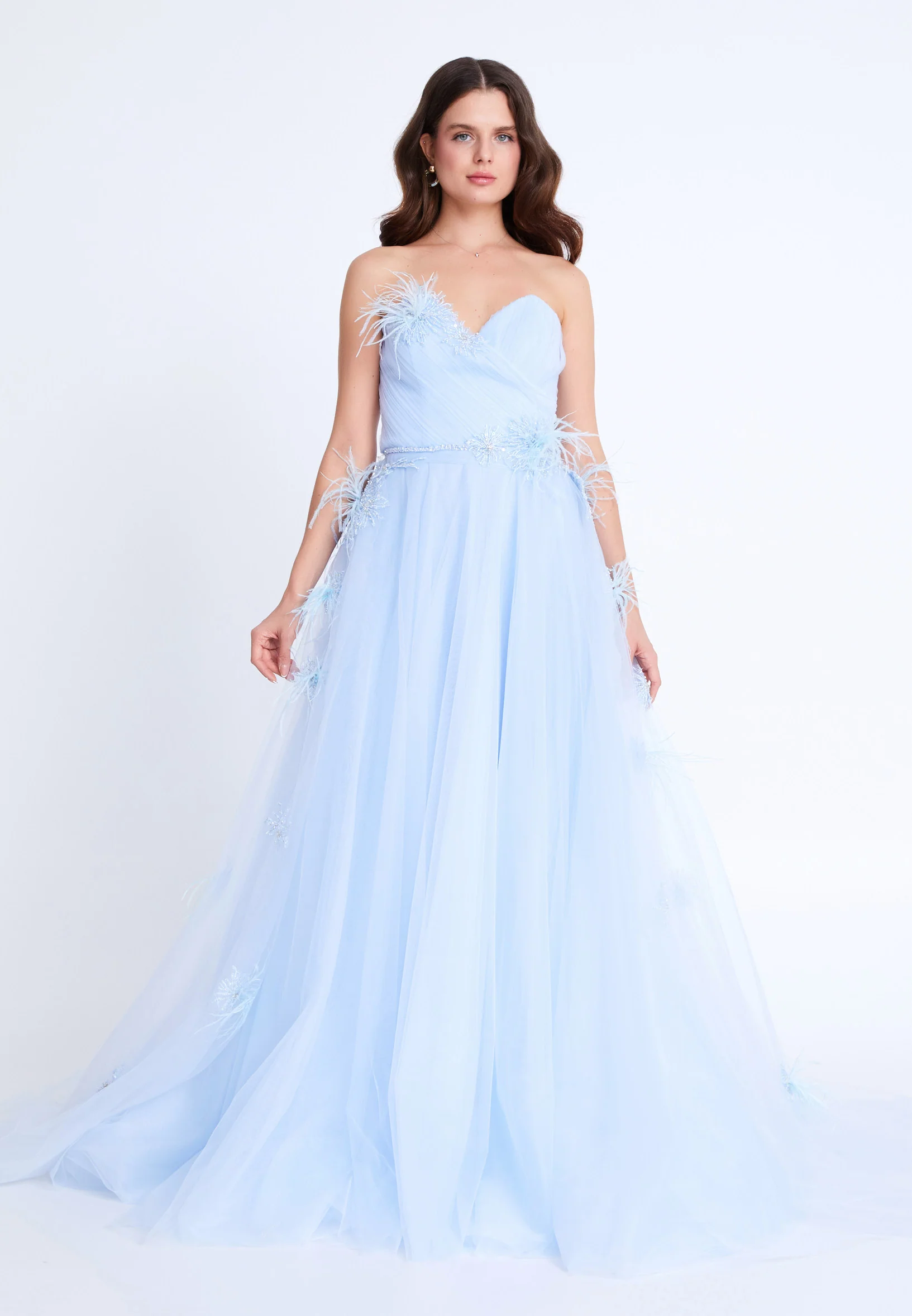 Strapless Maxi Tulle A - Line Regular Prom Dress omn0140