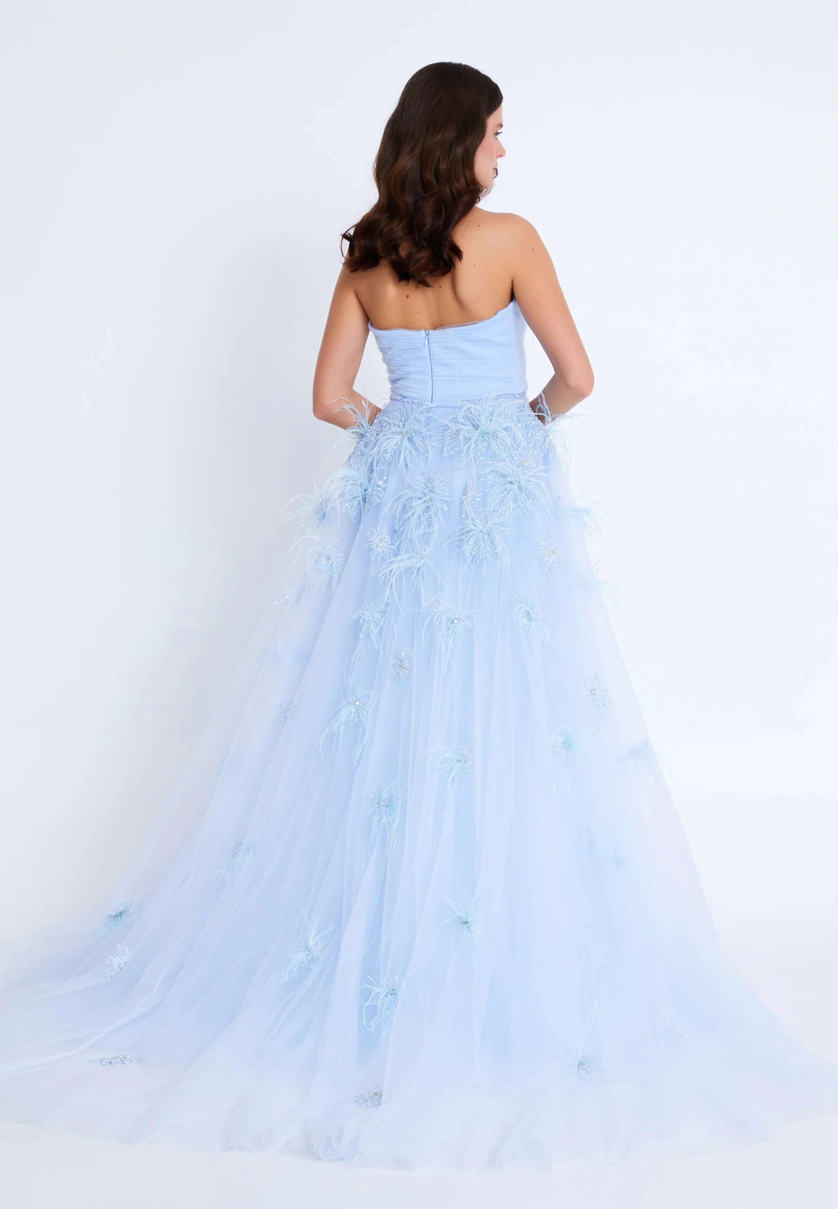 Strapless Maxi Tulle A - Line Regular Prom Dress omn0140 - Image 2