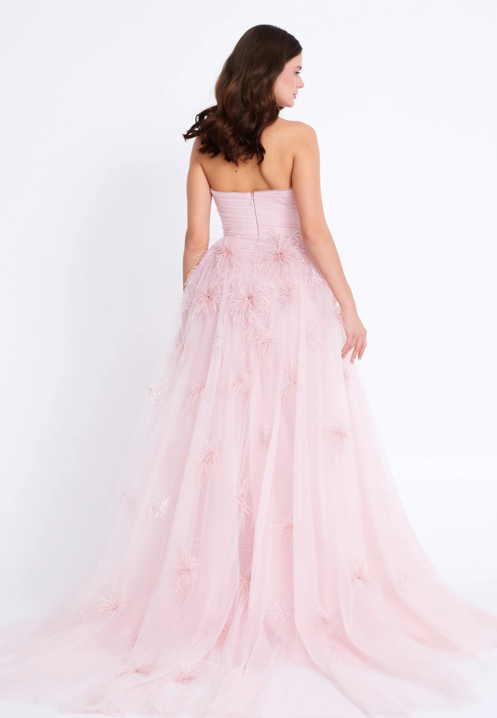 Strapless Maxi Tulle A - Line Regular Prom Dress omn0140 - Image 6