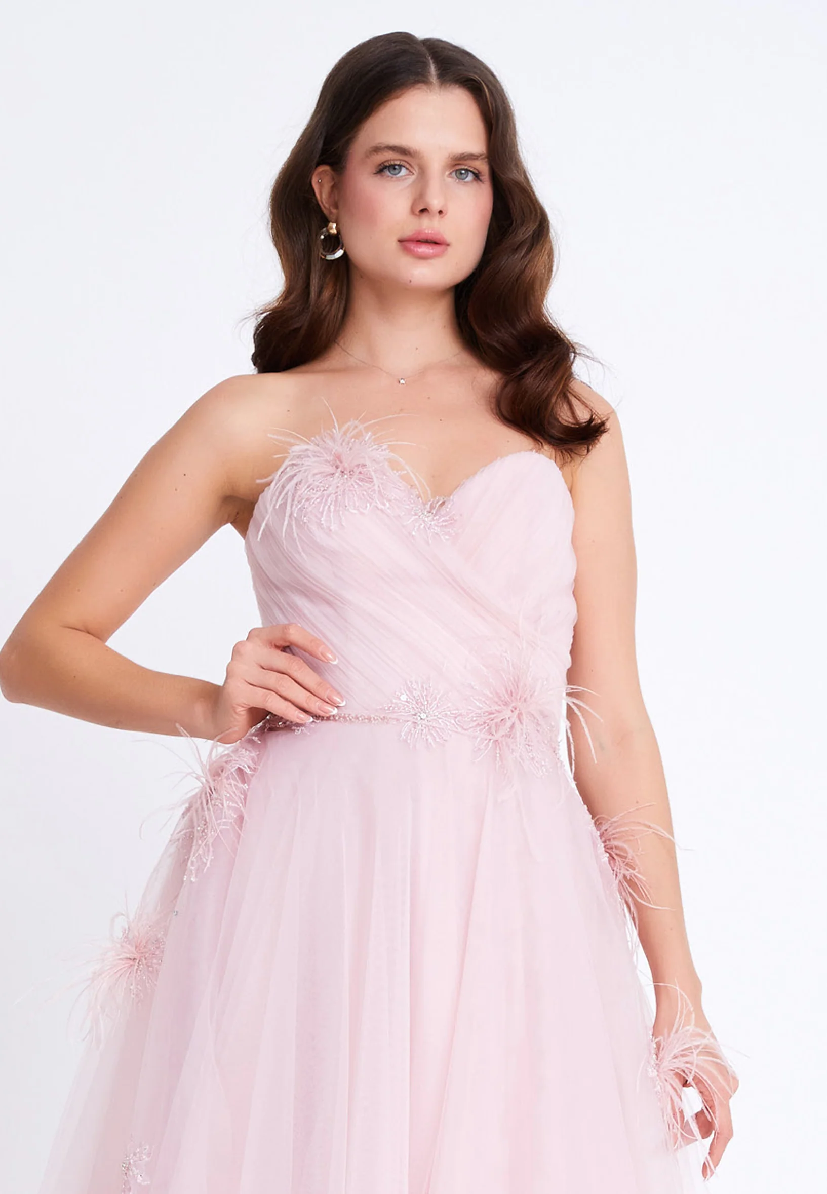 Strapless Maxi Tulle A - Line Regular Prom Dress omn0140 - Image 8