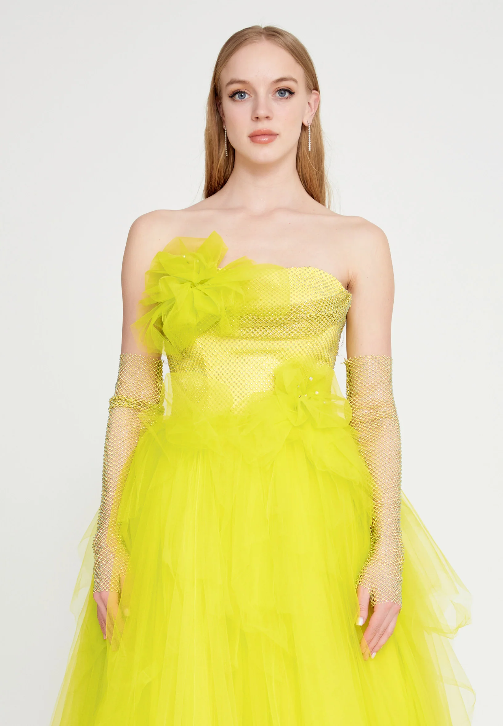 Strapless Maxi Tulle A - Line Regular Prom Dress omn623 - Image 11