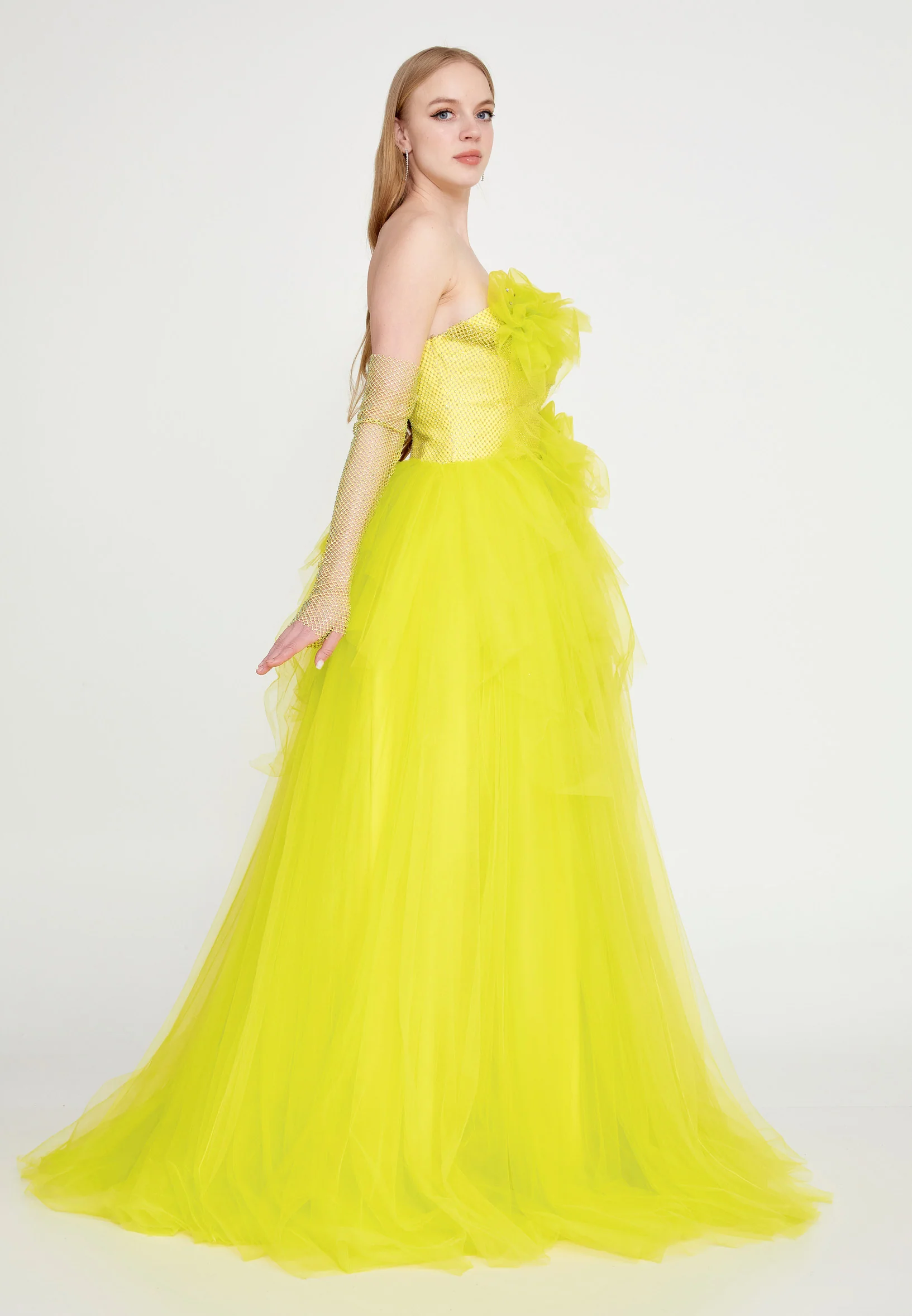 Strapless Maxi Tulle A - Line Regular Prom Dress omn623 - Image 12