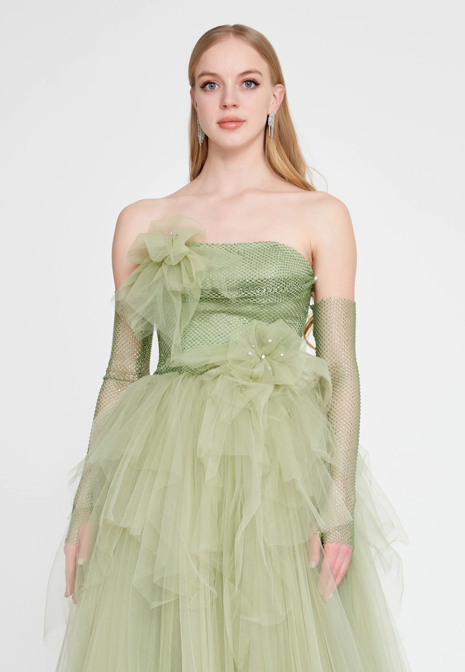 Strapless Maxi Tulle A - Line Regular Prom Dress omn623 - Image 5