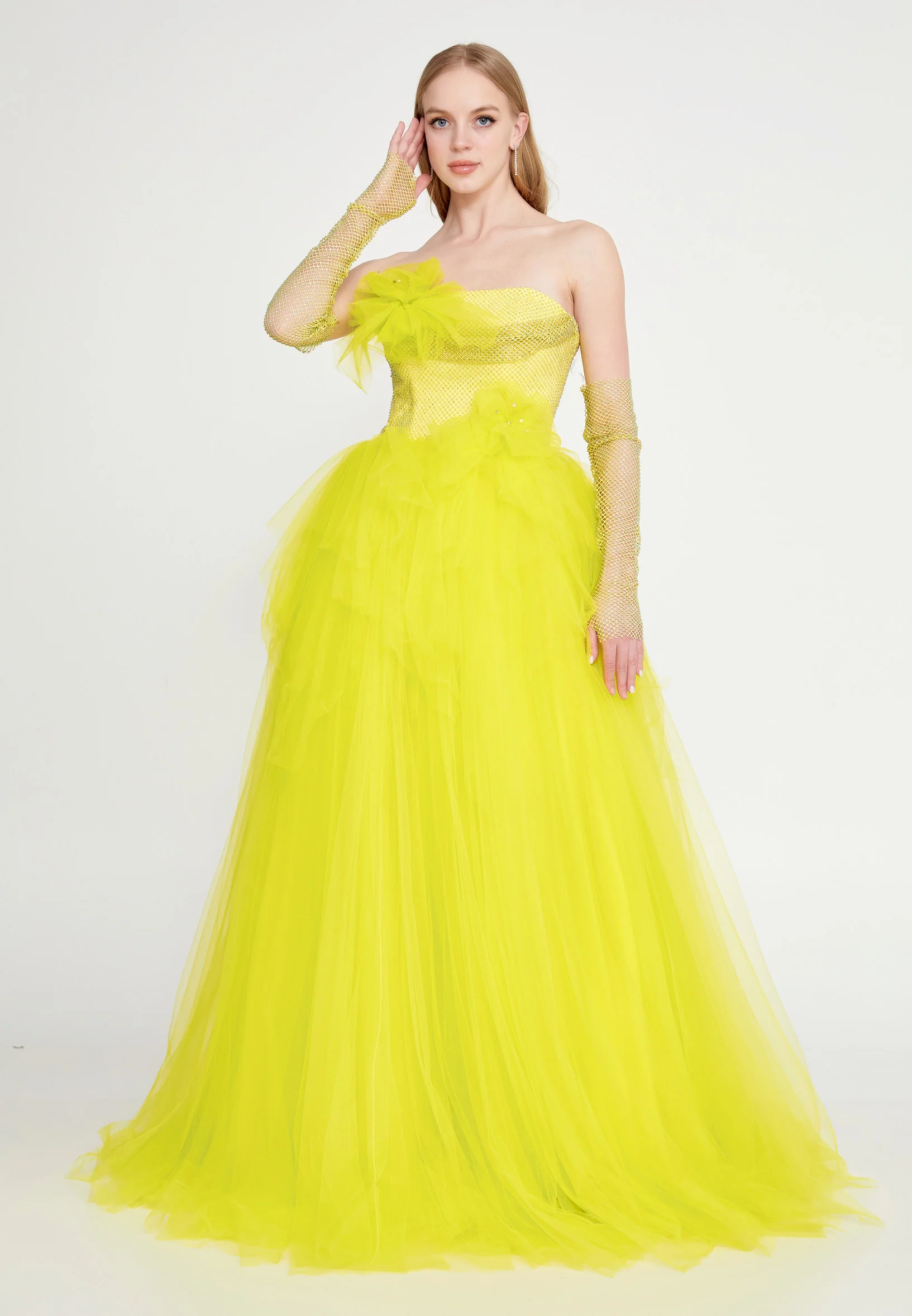 Strapless Maxi Tulle A - Line Regular Prom Dress omn623 - Image 8