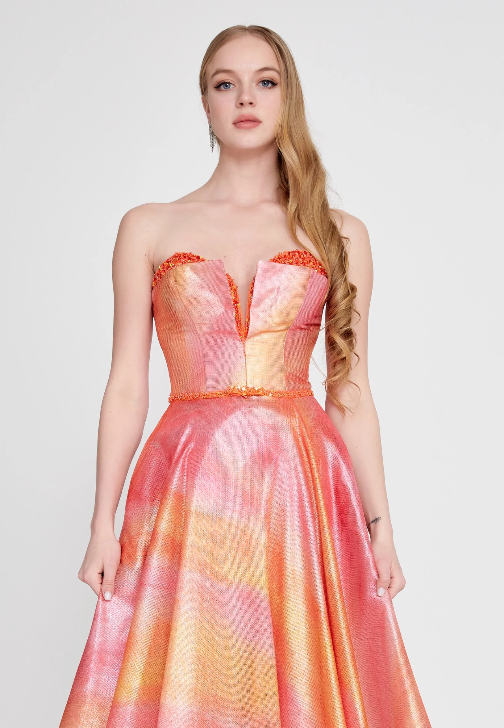 Strapless Maxi Tulle A - Line Regular Prom Dress prl730 - Image 5