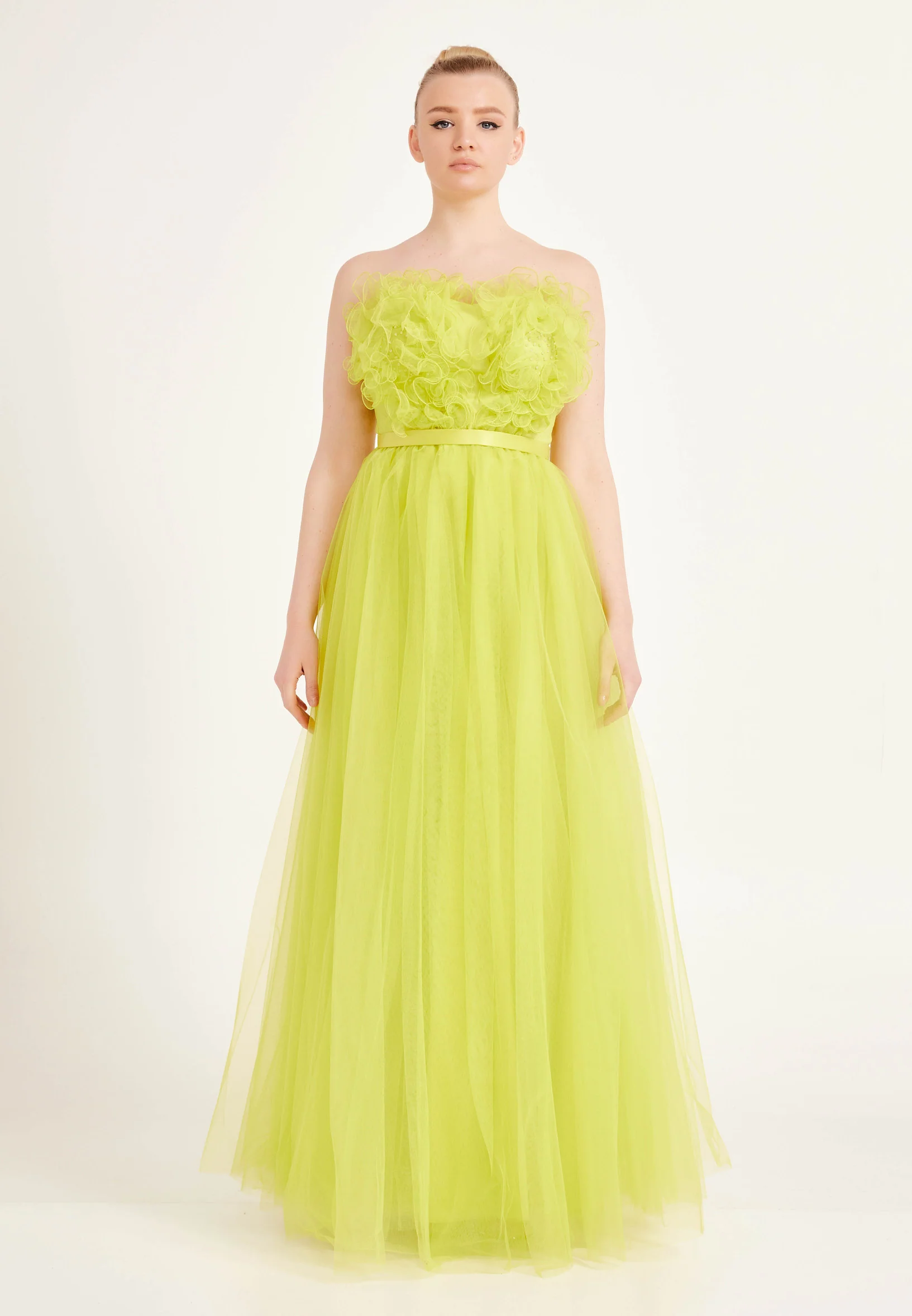 Strapless Maxi Tulle A - Line Regular Prom Dress ses2482