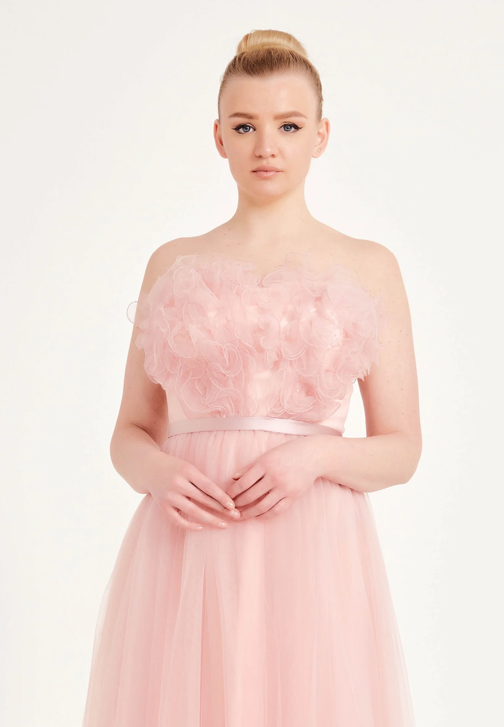 Strapless Maxi Tulle A - Line Regular Prom Dress ses2482 - Image 12