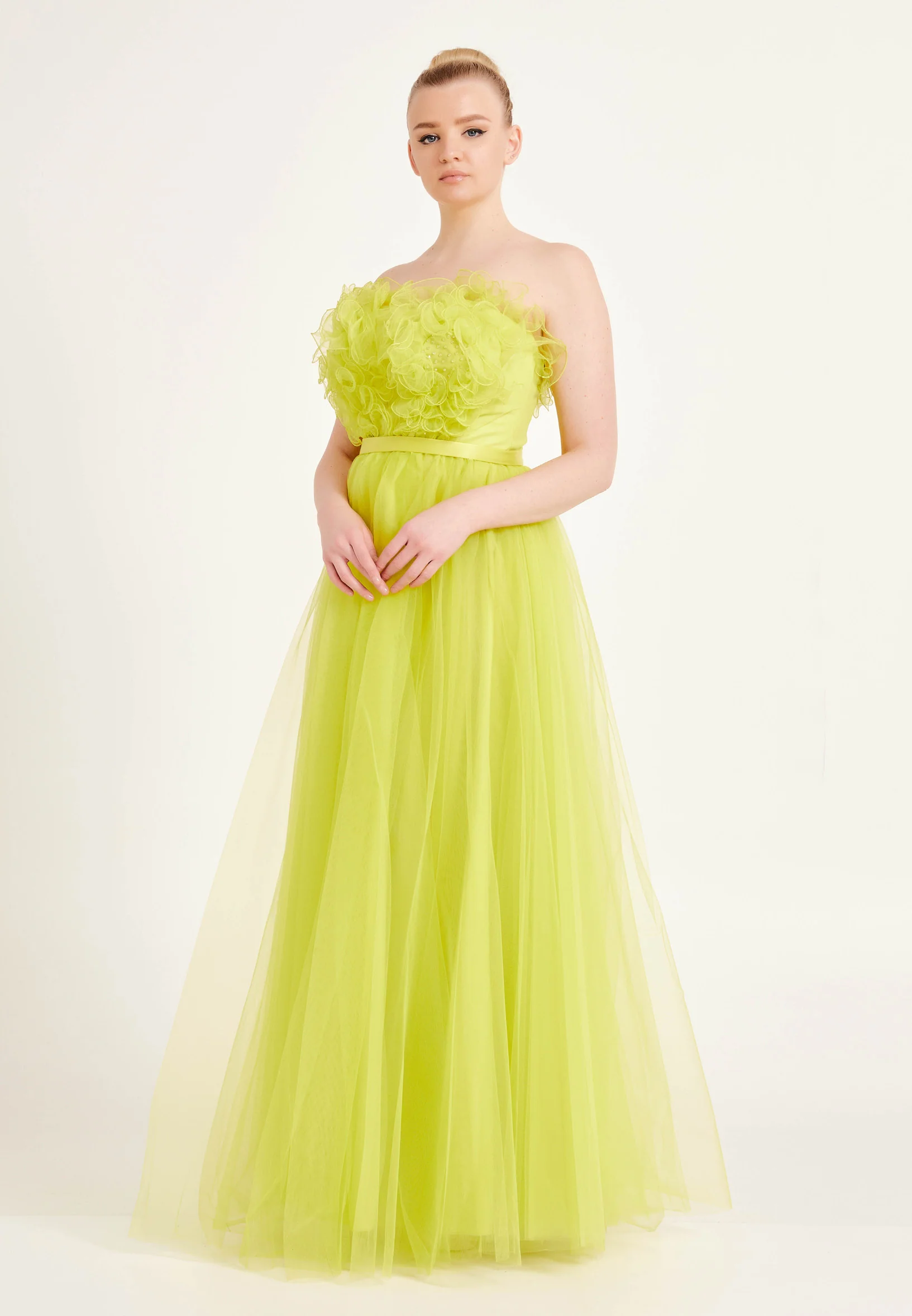 Strapless Maxi Tulle A - Line Regular Prom Dress ses2482 - Image 3