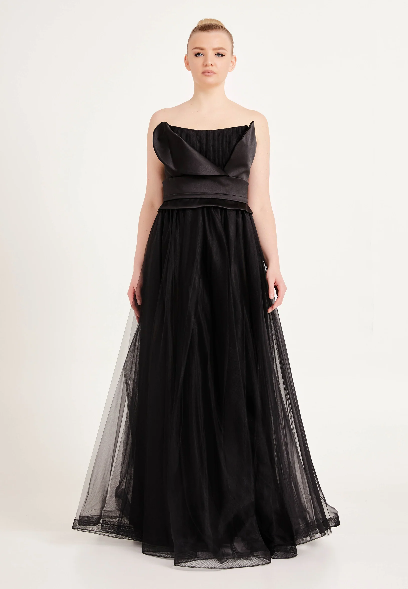 Strapless Maxi Tulle A - Line Regular Prom Dress ses2509