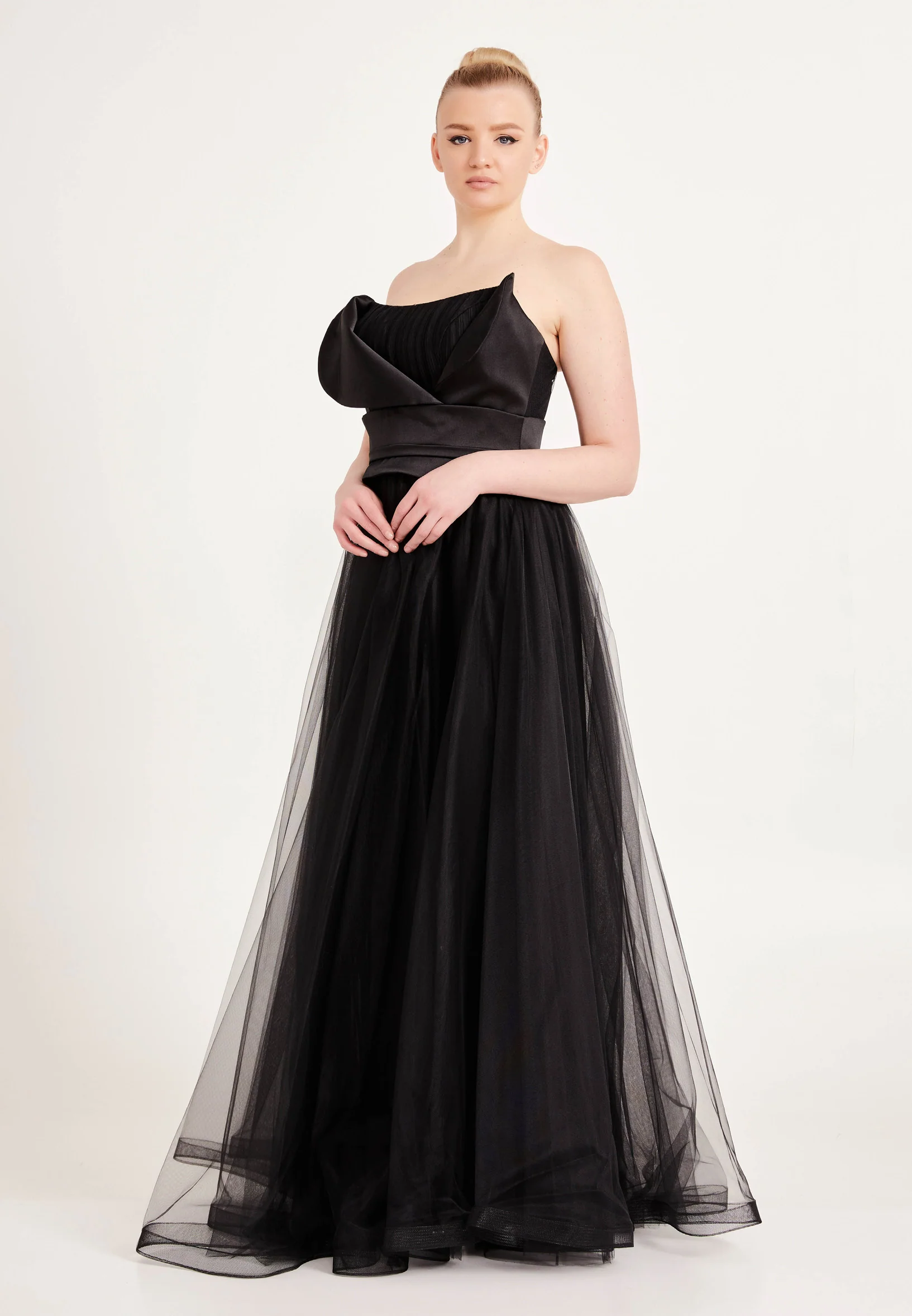 Strapless Maxi Tulle A - Line Regular Prom Dress ses2509 - Image 3