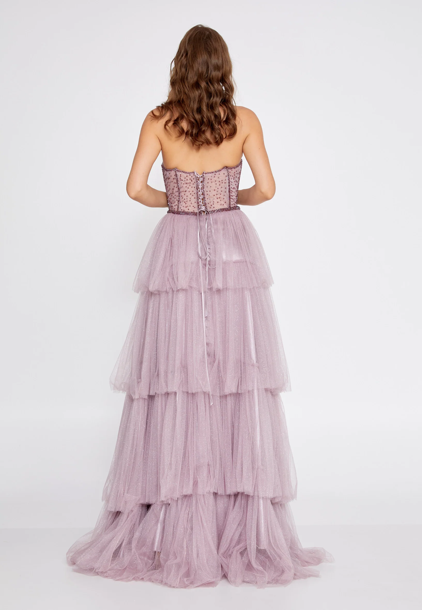 Strapless Maxi Tulle Column Regular Prom Dress aln1677 - Image 10