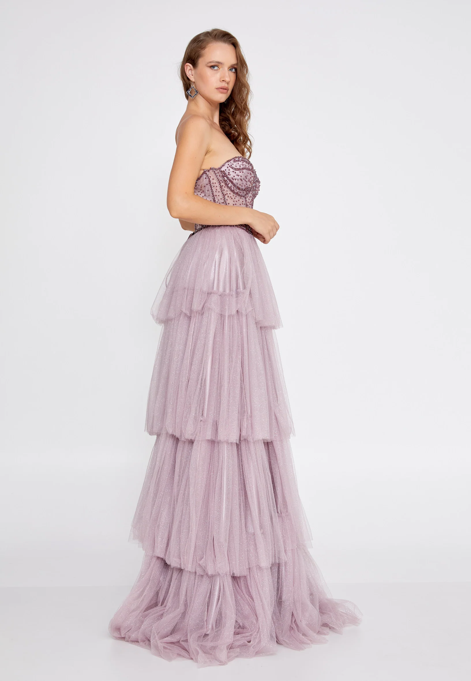 Strapless Maxi Tulle Column Regular Prom Dress aln1677 - Image 11