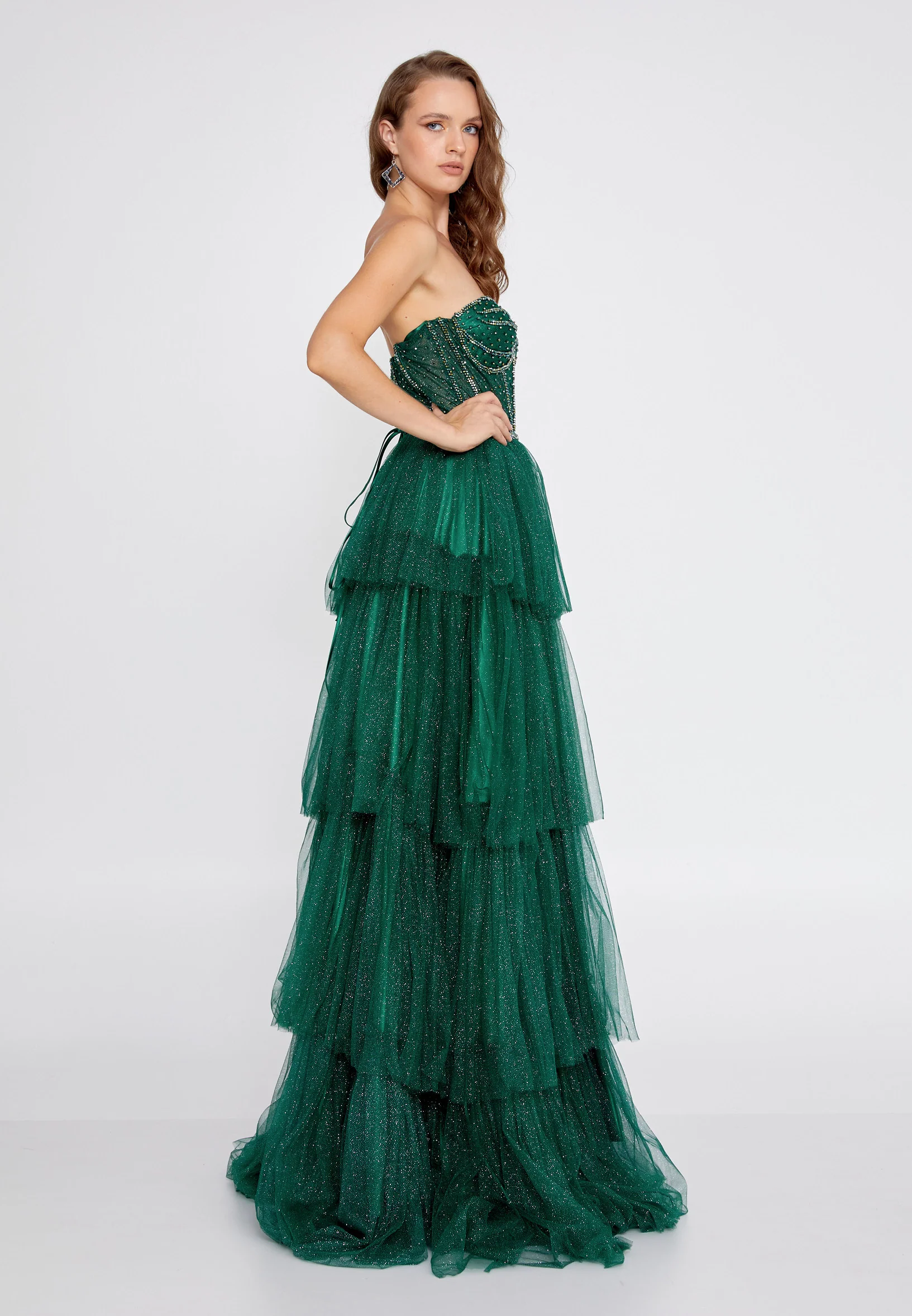 Strapless Maxi Tulle Column Regular Prom Dress aln1677 - Image 3