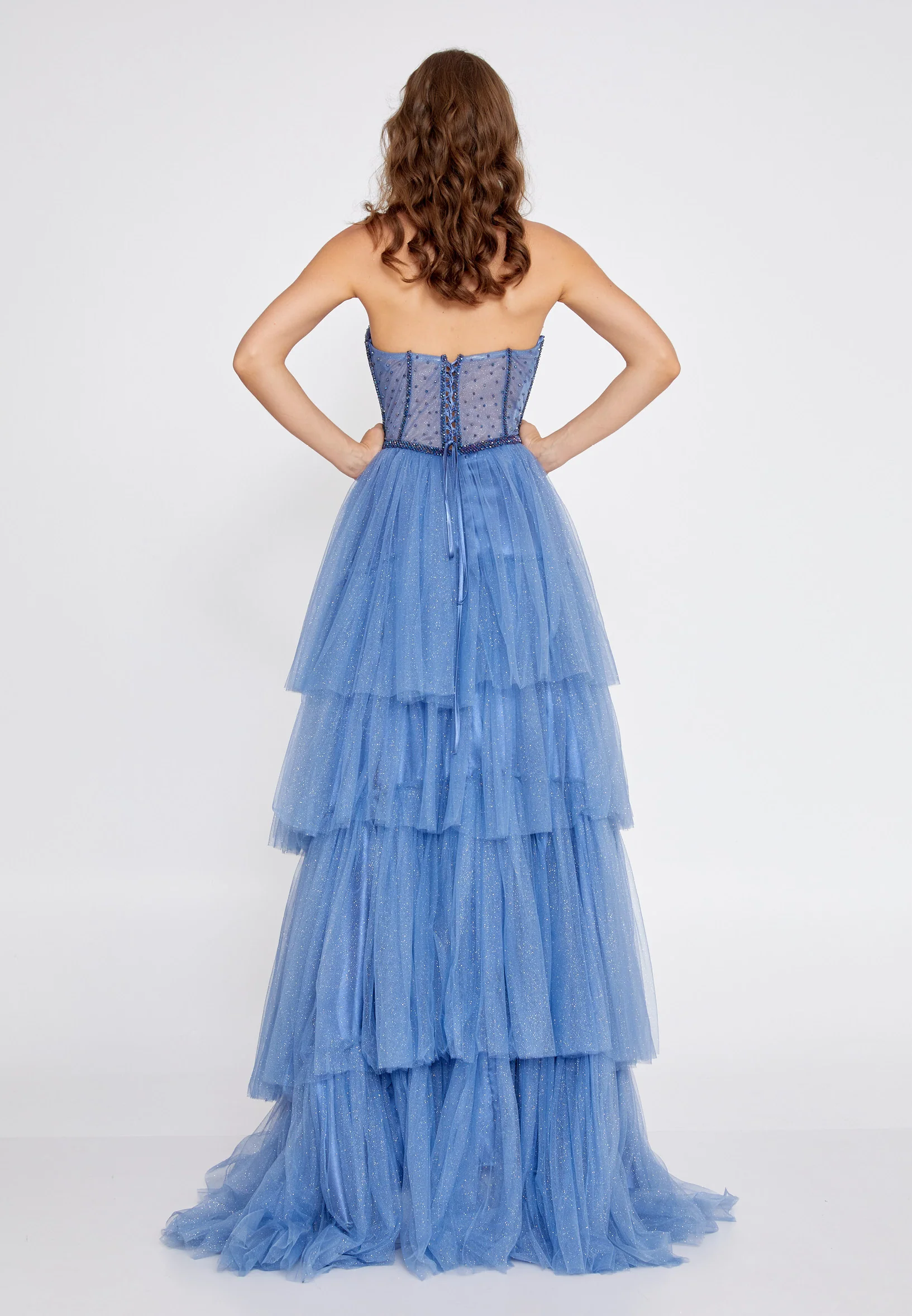 Strapless Maxi Tulle Column Regular Prom Dress aln1677 - Image 6
