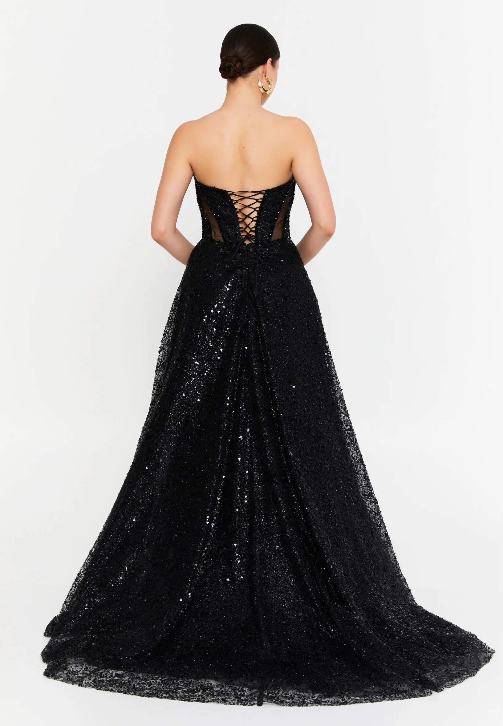 Strapless Maxi Tulle Column Regular Wedding Guest Dress aln1904 - Image 2