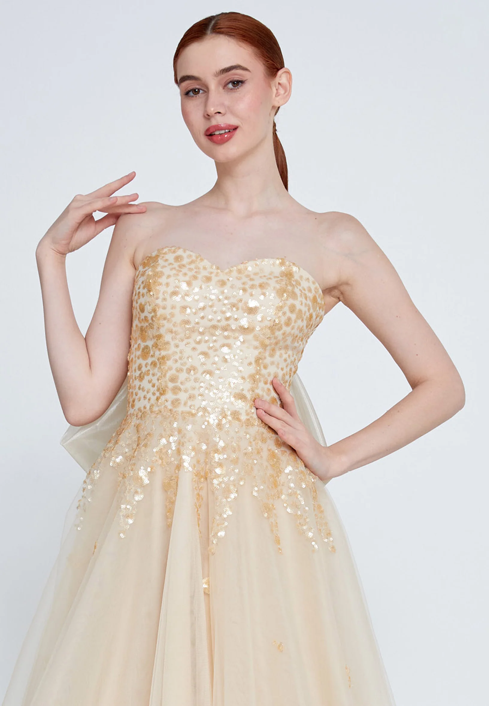 Strapless Maxi Tulle Column Regular Wedding Guest Dress omn0142 - Image 4