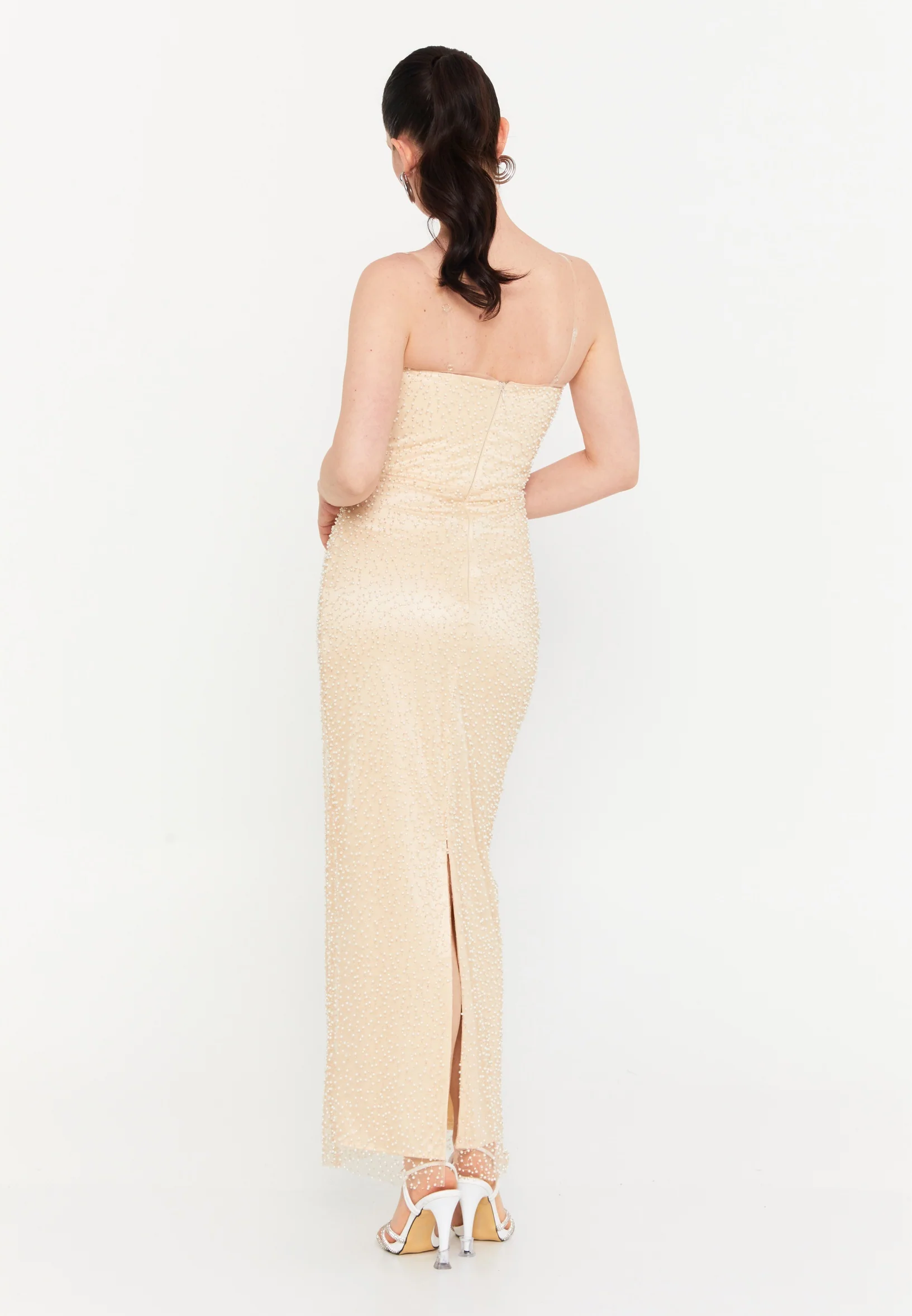 Strapless Maxi Tulle Column Regular Wedding Guest Dress shc64441-921 - Image 3