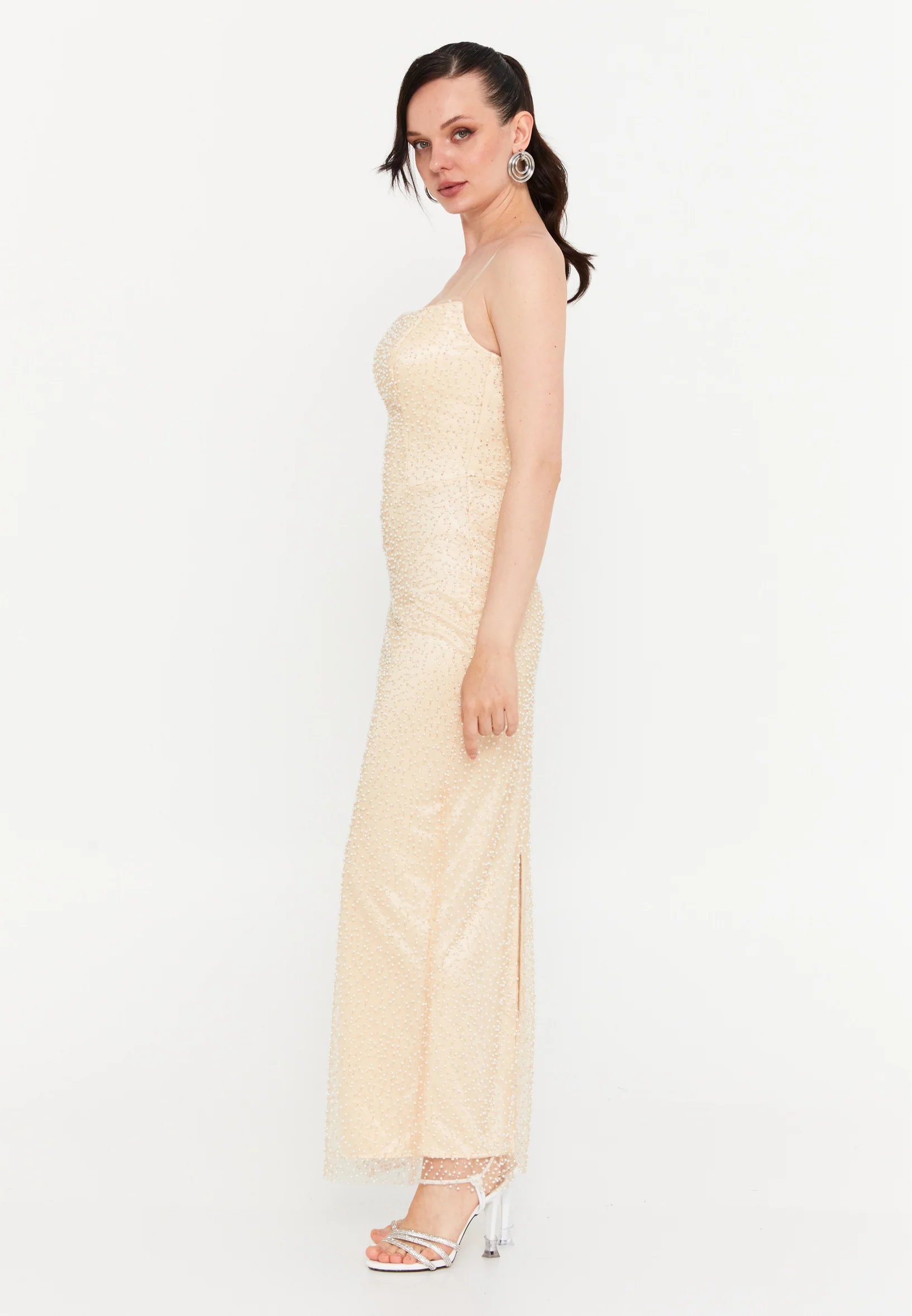 Strapless Maxi Tulle Column Regular Wedding Guest Dress shc64441-921 - Image 4