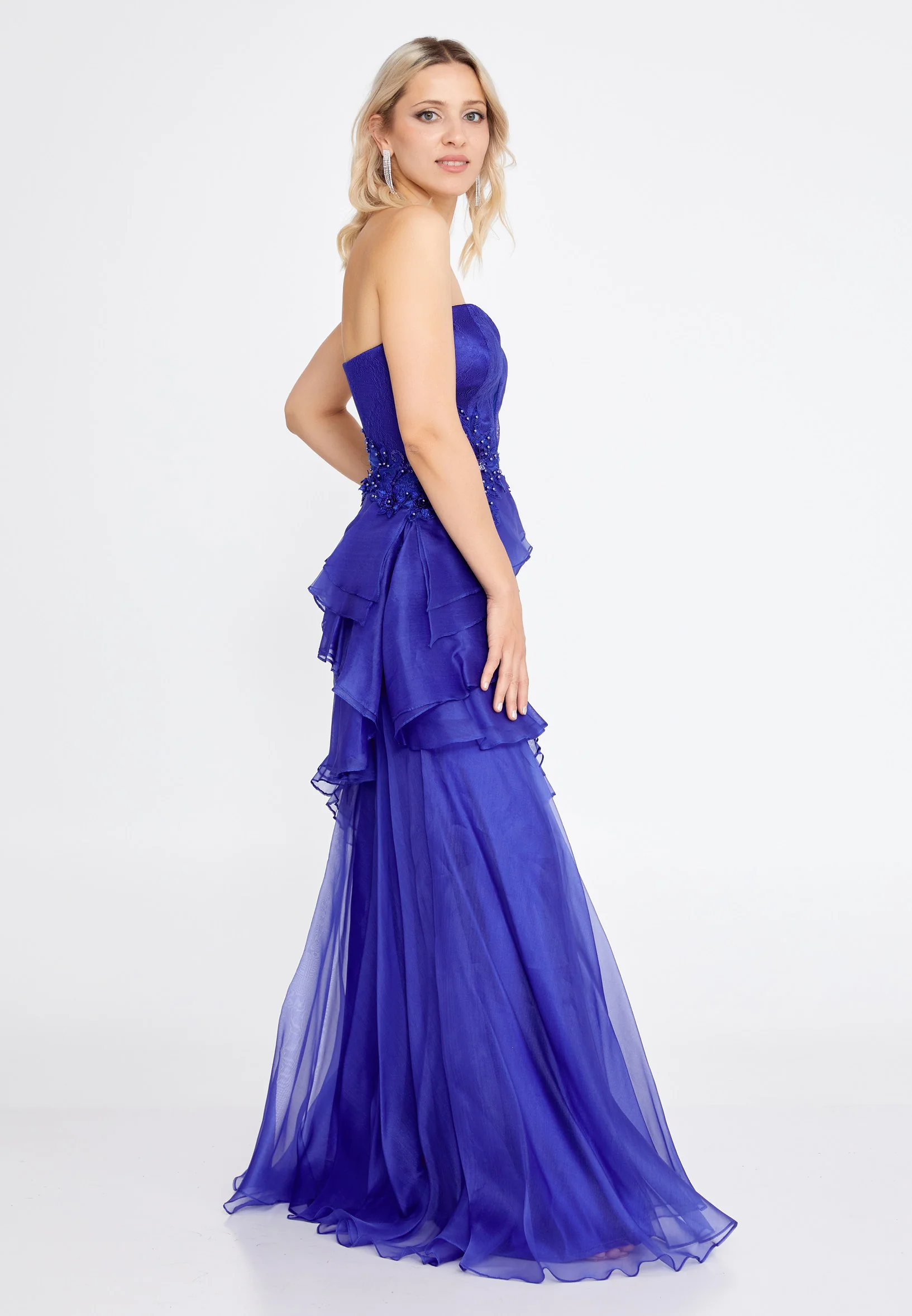 Strapless Maxi Tulle Fit & Flare Regular Wedding Guest Dress pau8279 - Image 15