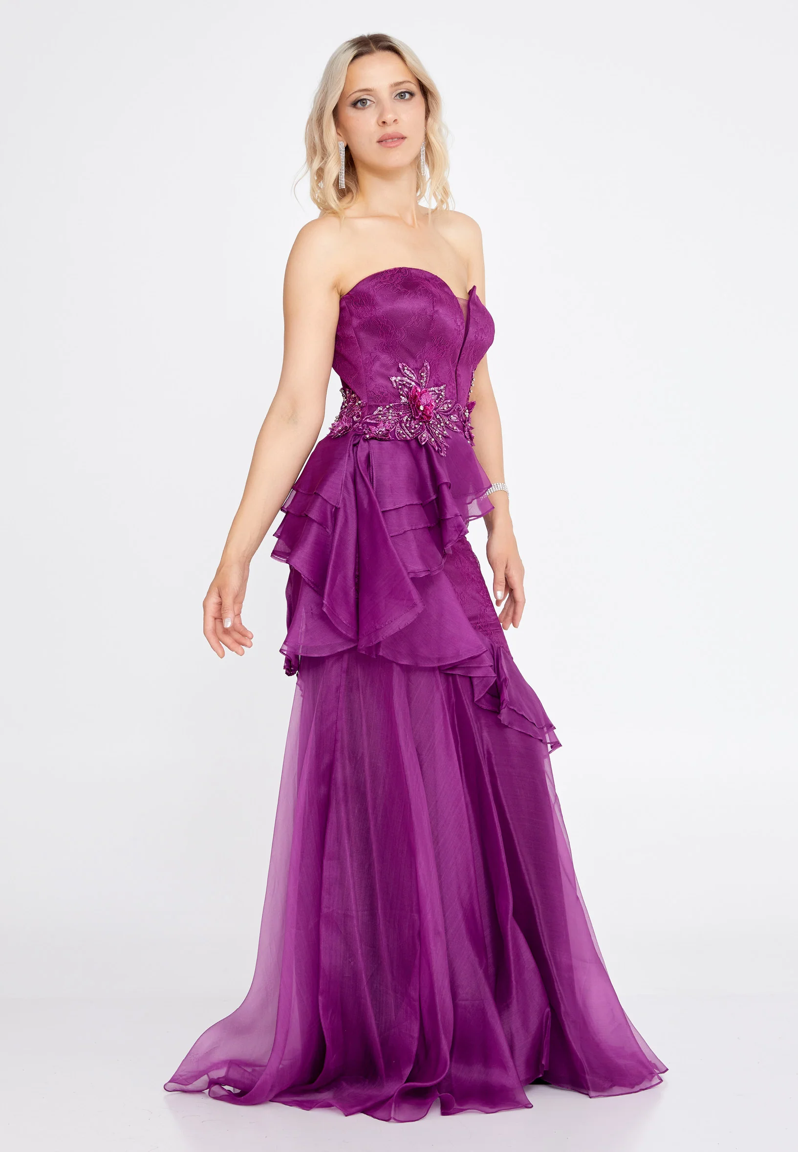 Strapless Maxi Tulle Fit & Flare Regular Wedding Guest Dress pau8279 - Image 23
