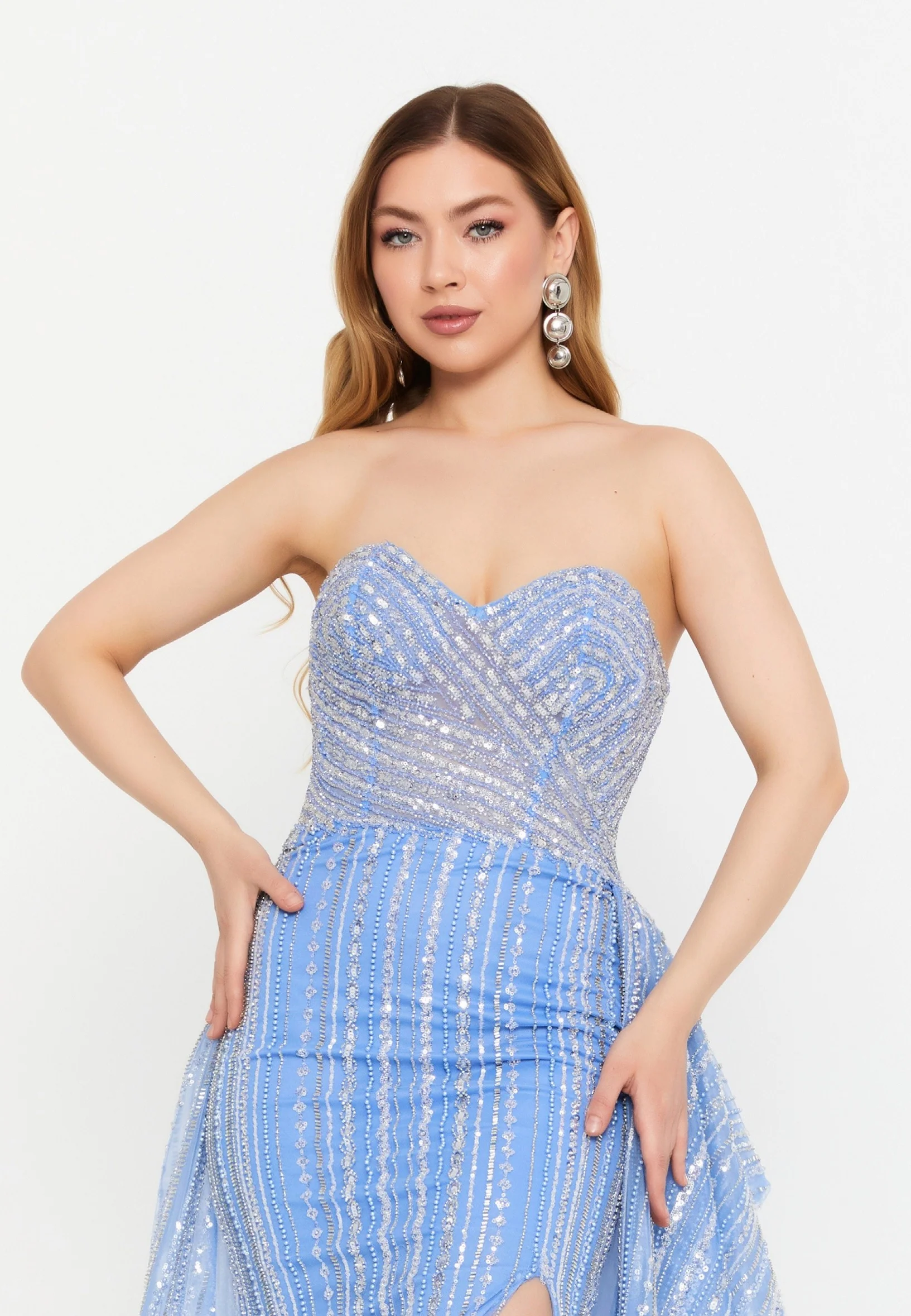 Strapless Maxi Tulle Mermaid Regular Prom Dress mtc1110 - Image 4