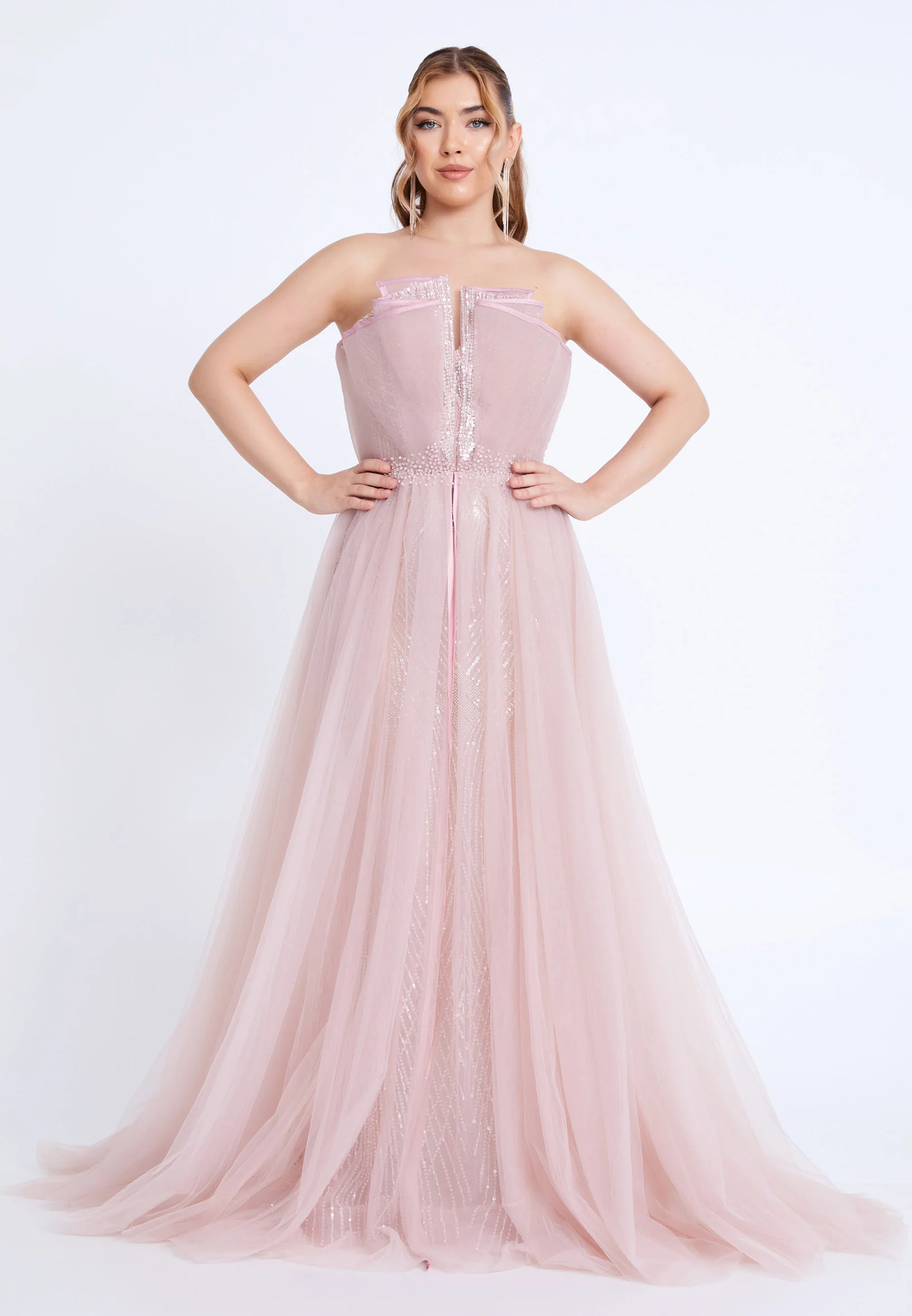 Strapless Maxi Tulle Mermaid Regular Prom Dress mti1049