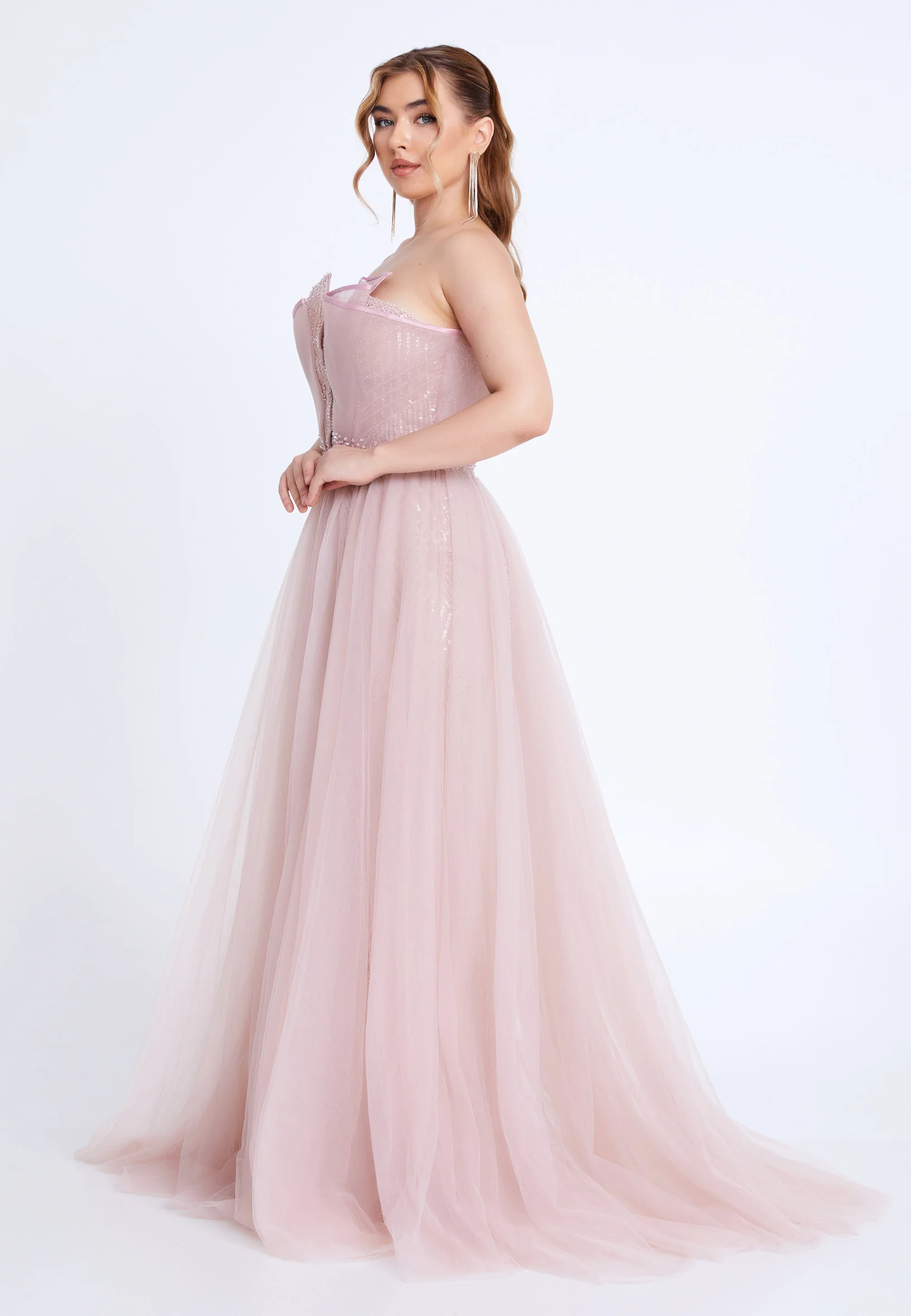 Strapless Maxi Tulle Mermaid Regular Prom Dress mti1049 - Image 3