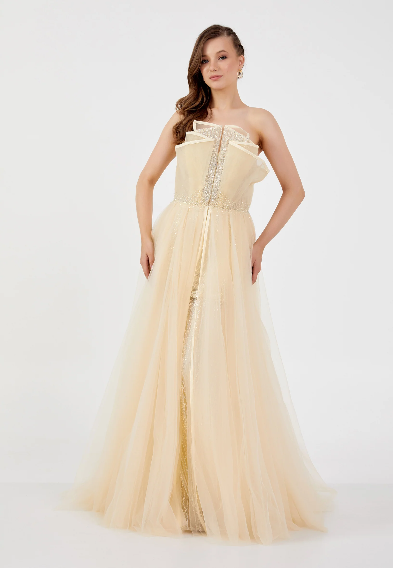 Strapless Maxi Tulle Mermaid Regular Prom Dress mti1049 - Image 5
