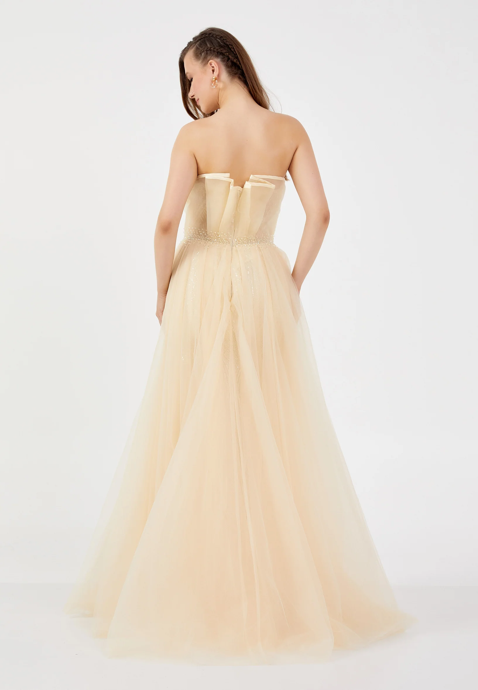 Strapless Maxi Tulle Mermaid Regular Prom Dress mti1049 - Image 6