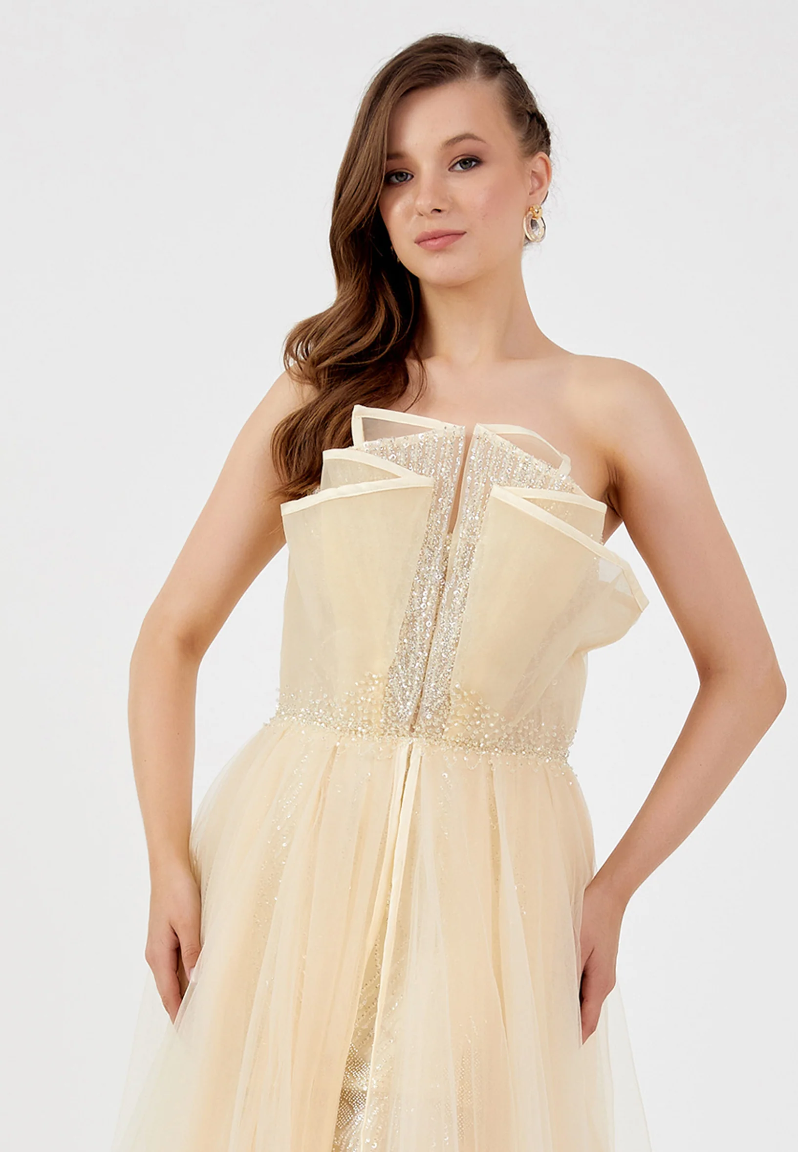 Strapless Maxi Tulle Mermaid Regular Prom Dress mti1049 - Image 8