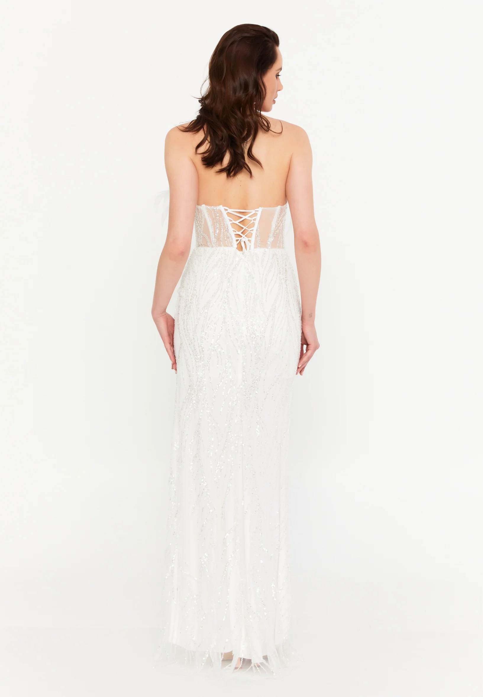 Strapless Maxi Tulle Mermaid Regular Wedding Guest Dress aln1864 - Image 2