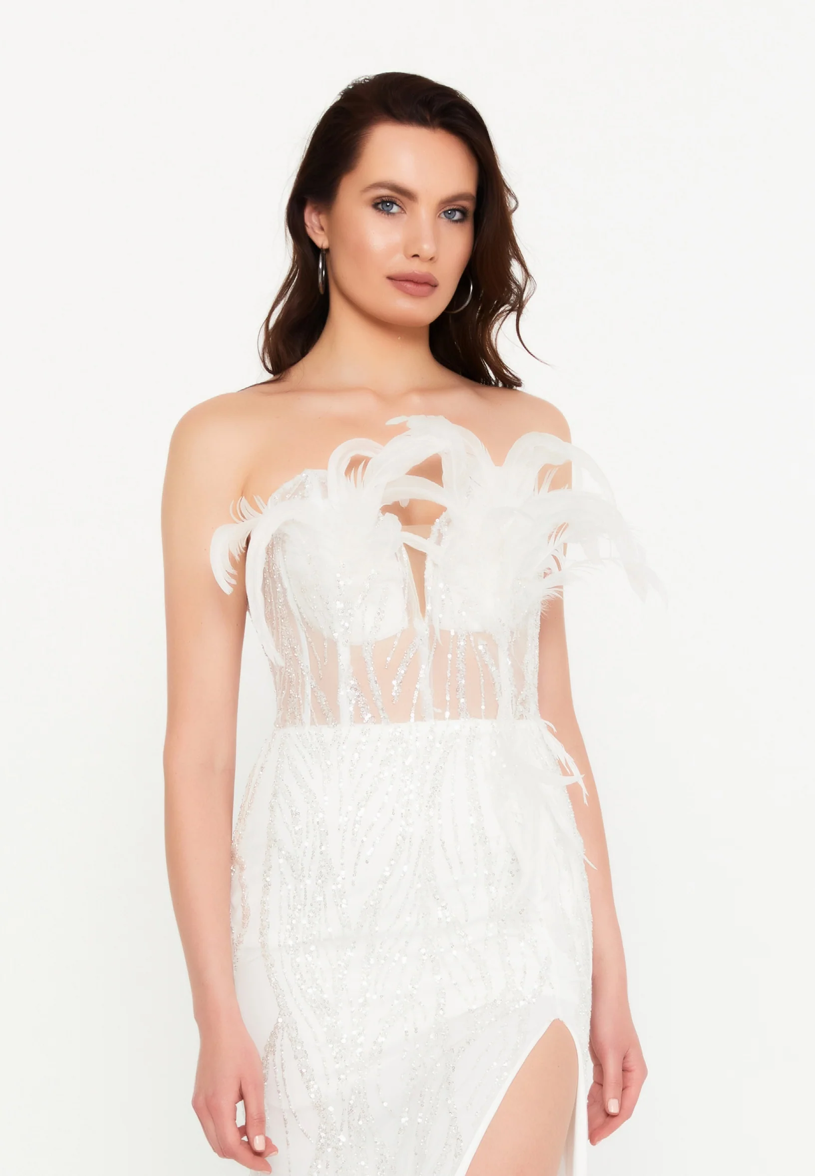 Strapless Maxi Tulle Mermaid Regular Wedding Guest Dress aln1864 - Image 4