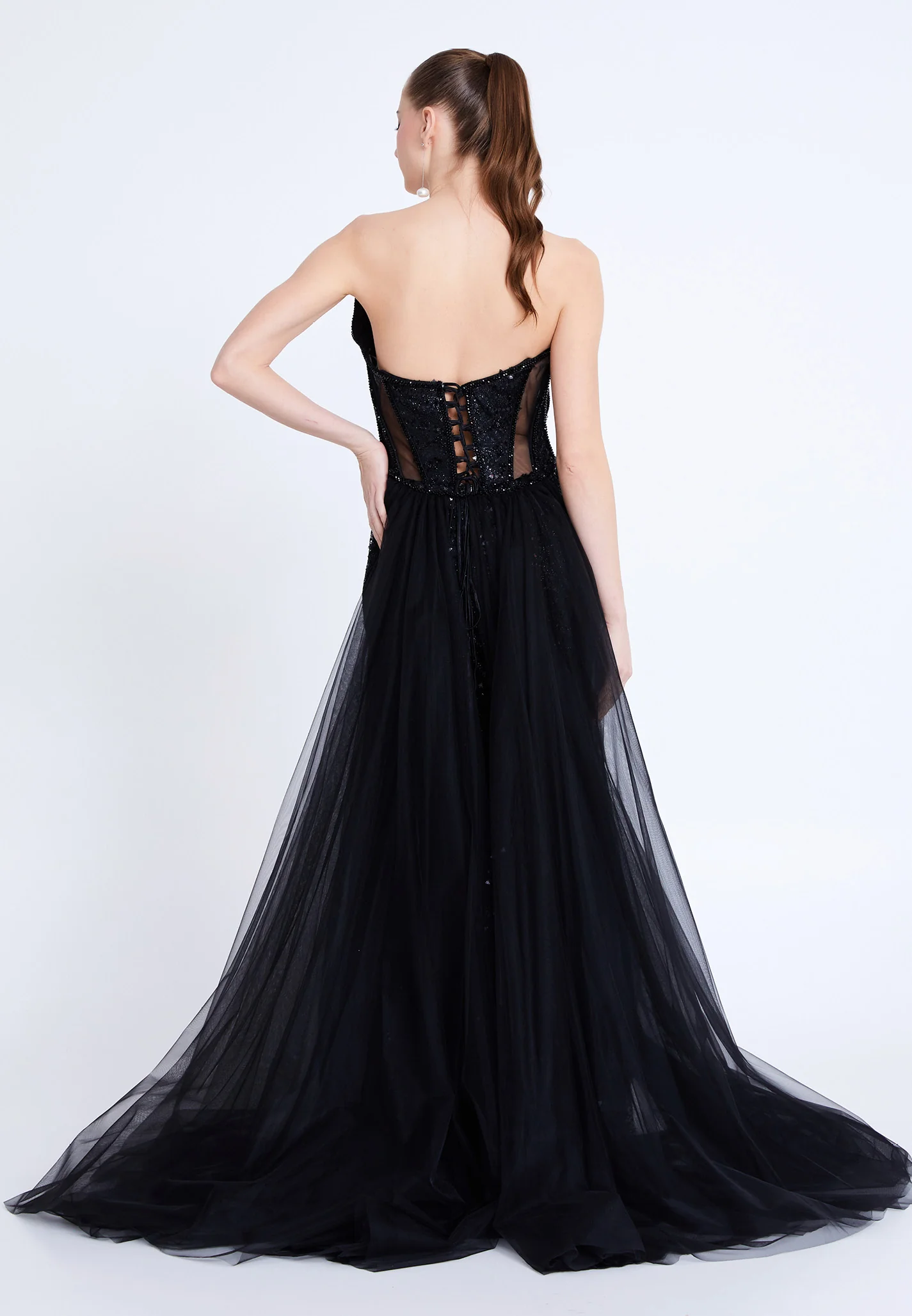 Strapless Maxi Tulle Mermaid Regular Wedding Guest Dress aln1887 - Image 2