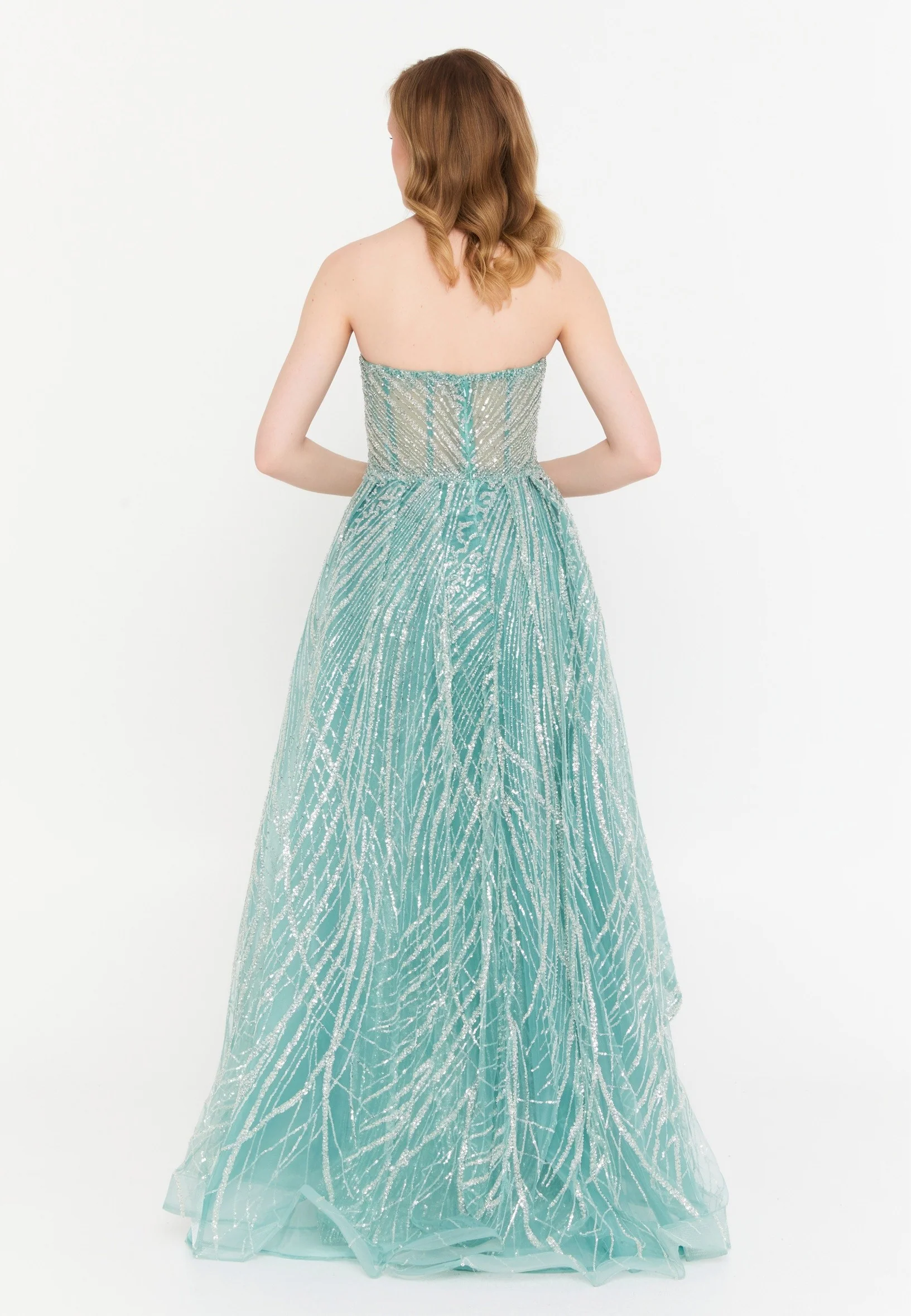 Strapless Maxi Tulle Mermaid Regular Wedding Guest Dress mtc1131 - Image 2