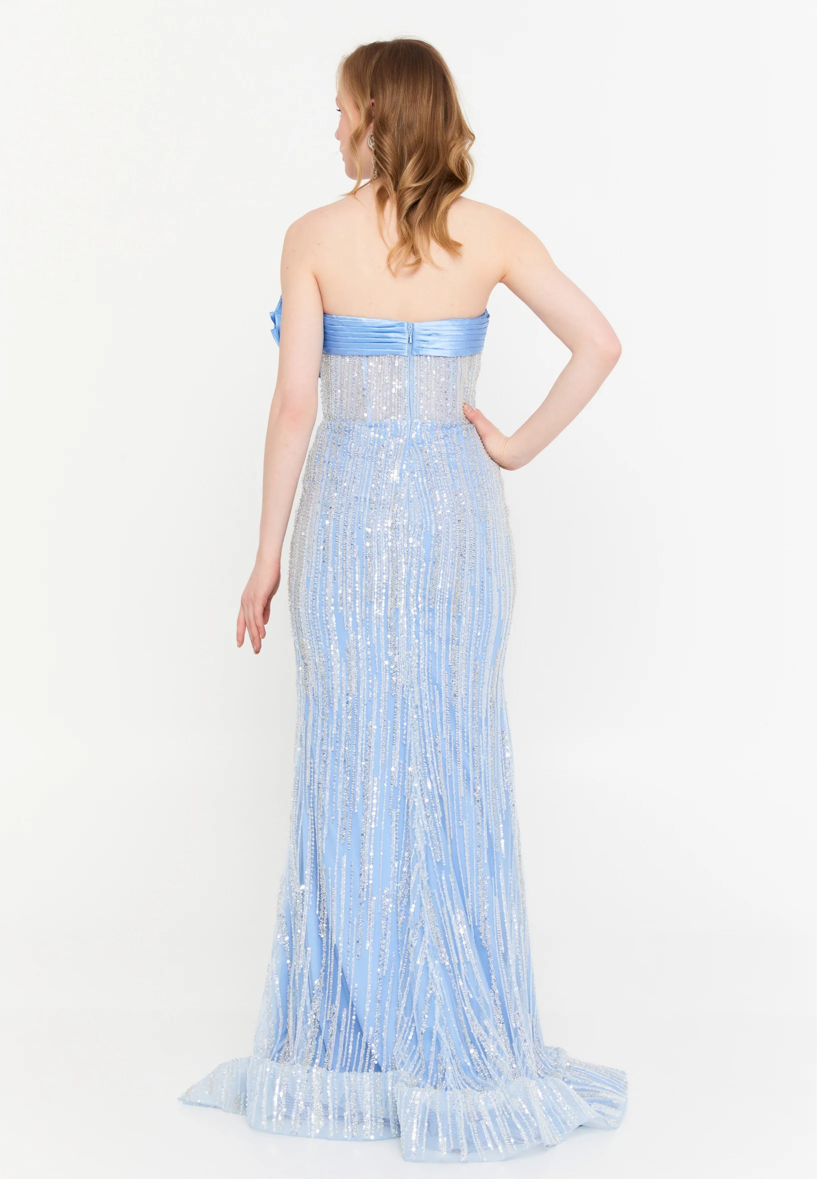 Strapless Maxi Tulle Mermaid Regular Wedding Guest Dress mtc1147 - Image 2
