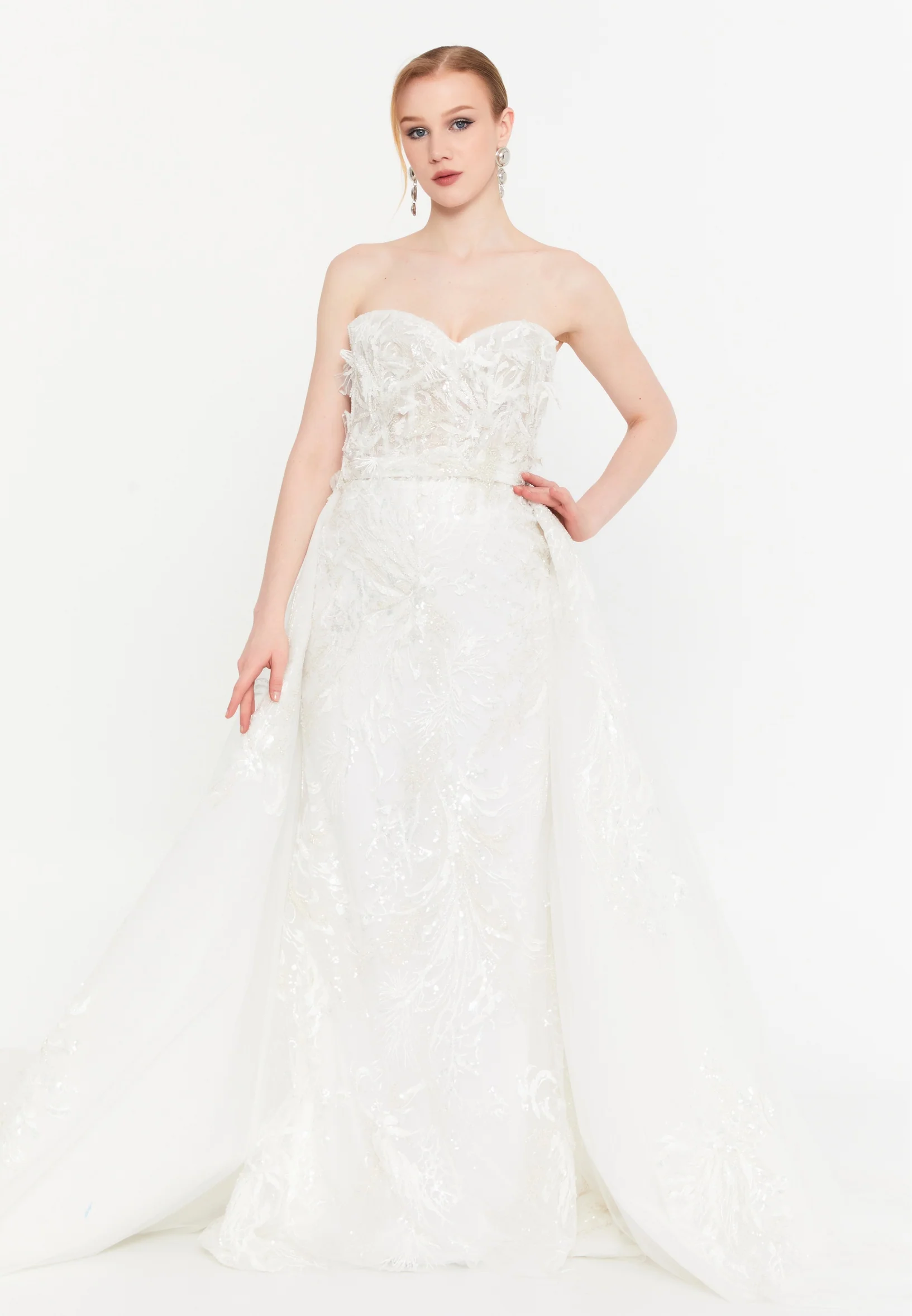 Strapless Maxi Tulle Mermaid Regular Wedding Guest Dress mtcw11301