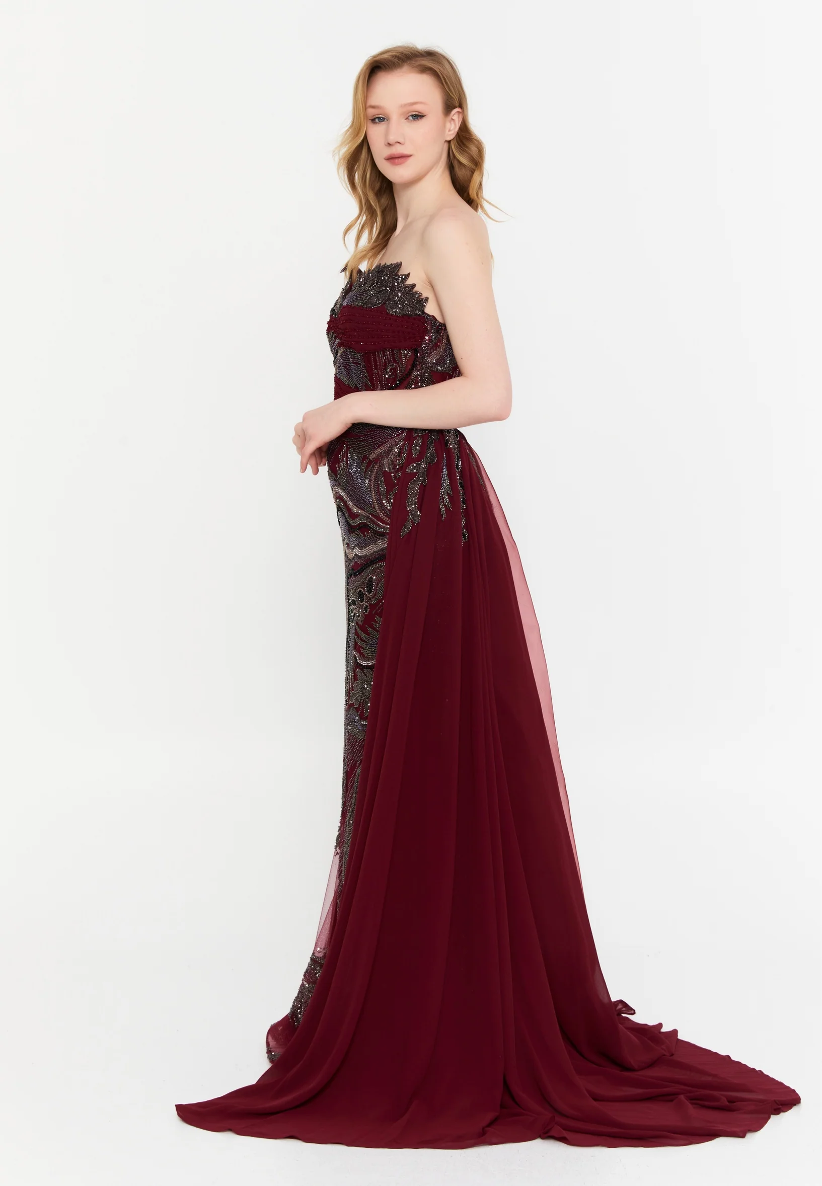 Strapless Maxi Tulle Mermaid Regular Wedding Guest Dress mti1056 - Image 11
