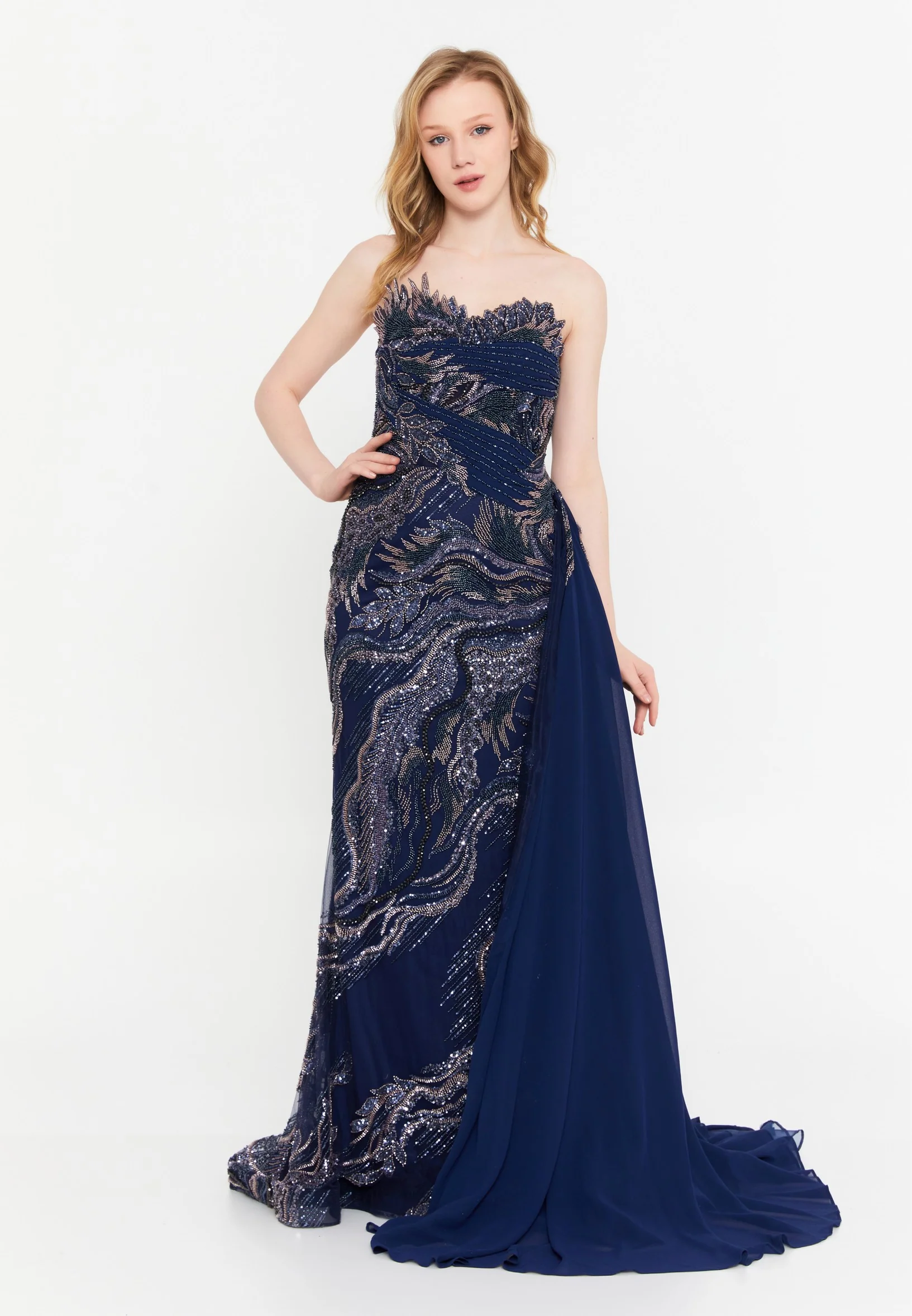 Strapless Maxi Tulle Mermaid Regular Wedding Guest Dress mti1056 - Image 13