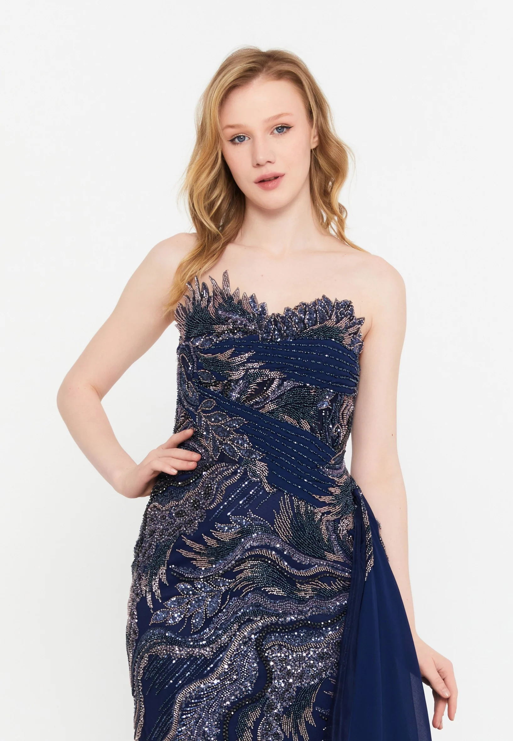 Strapless Maxi Tulle Mermaid Regular Wedding Guest Dress mti1056 - Image 16
