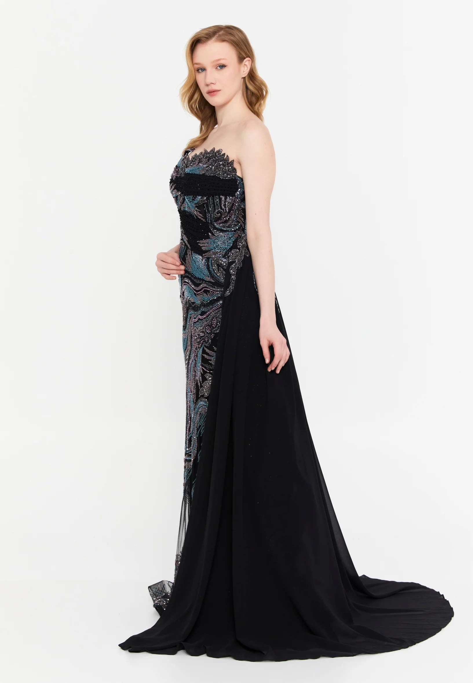 Strapless Maxi Tulle Mermaid Regular Wedding Guest Dress mti1056 - Image 3