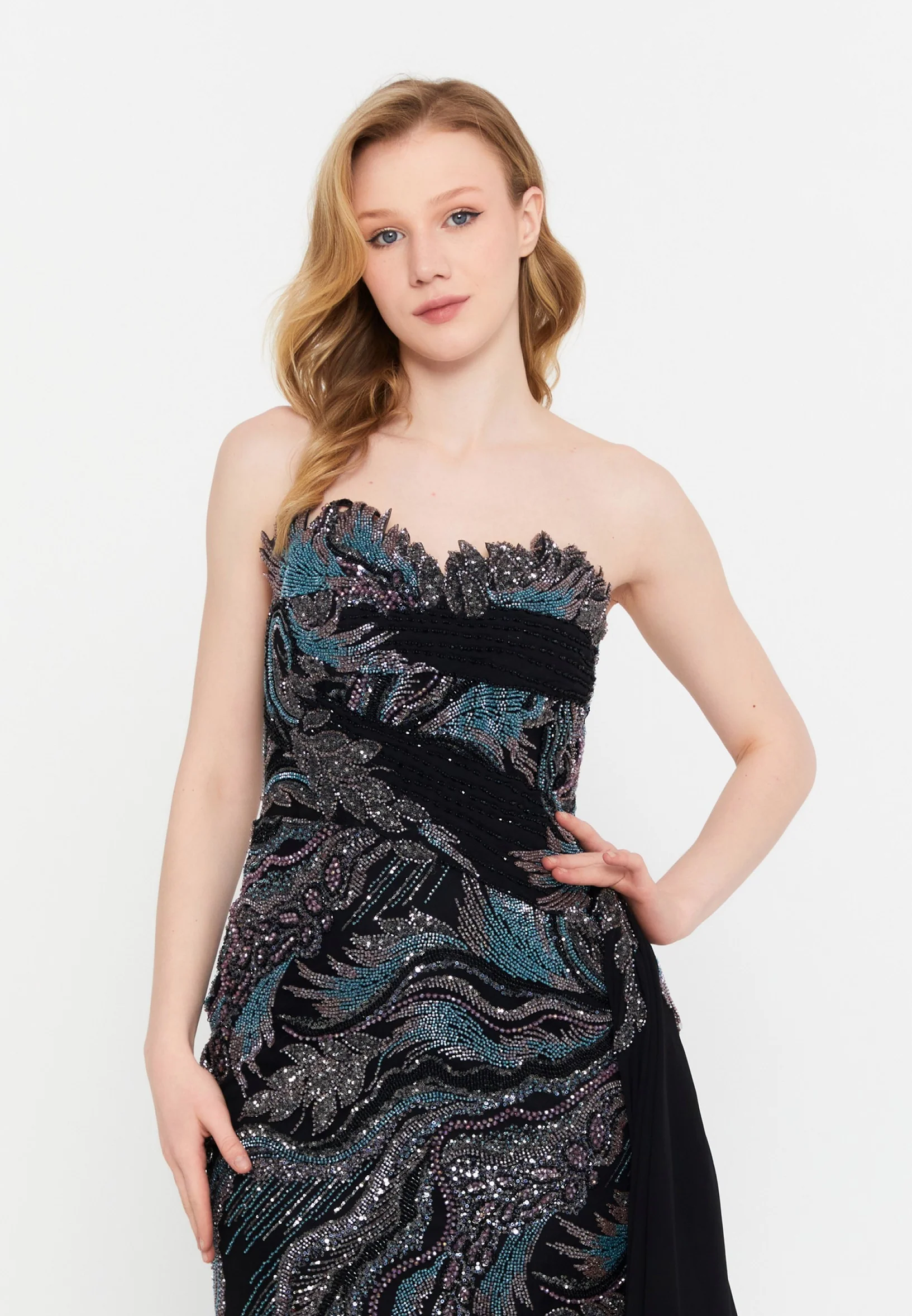 Strapless Maxi Tulle Mermaid Regular Wedding Guest Dress mti1056 - Image 4