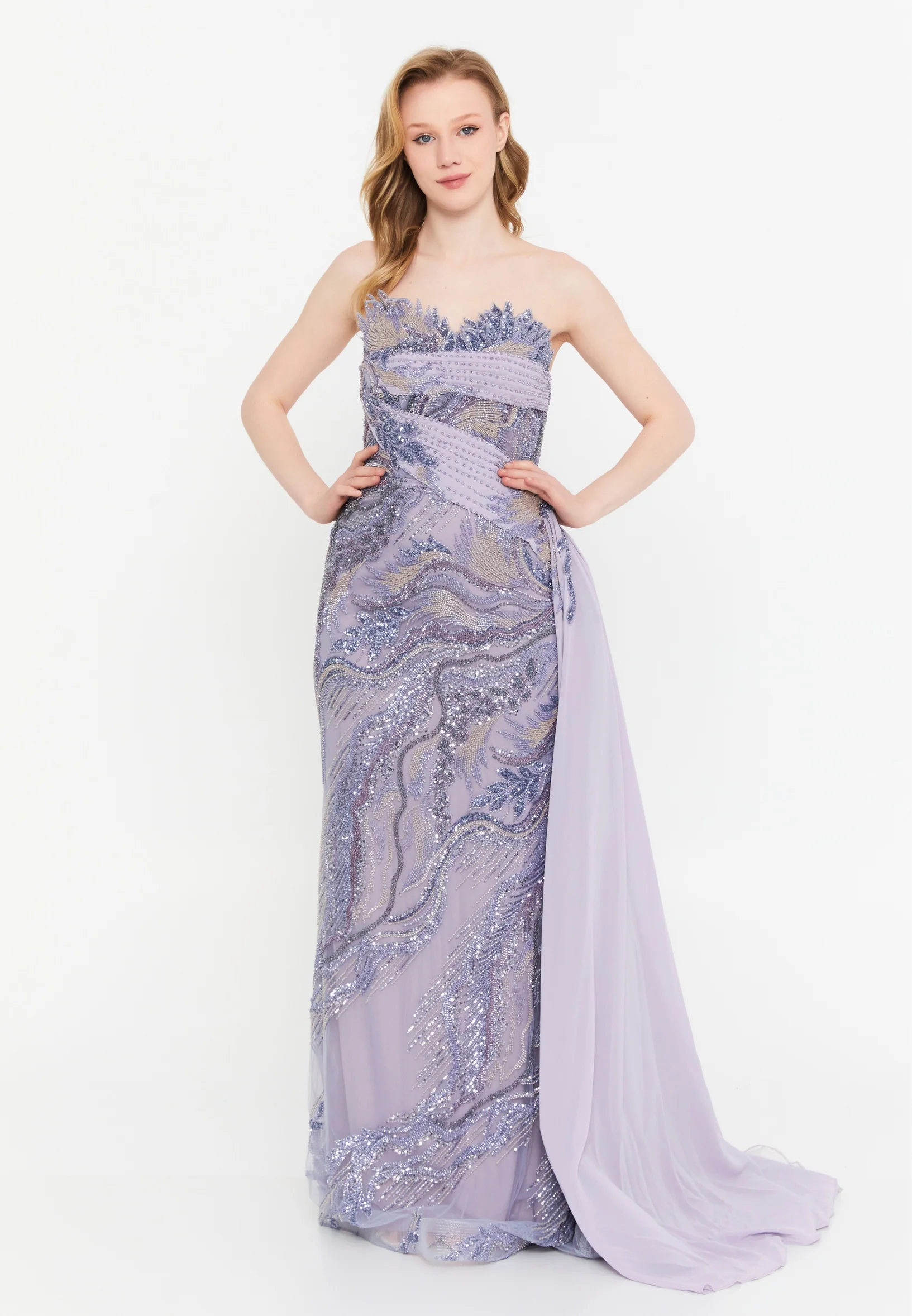 Strapless Maxi Tulle Mermaid Regular Wedding Guest Dress mti1056 - Image 5