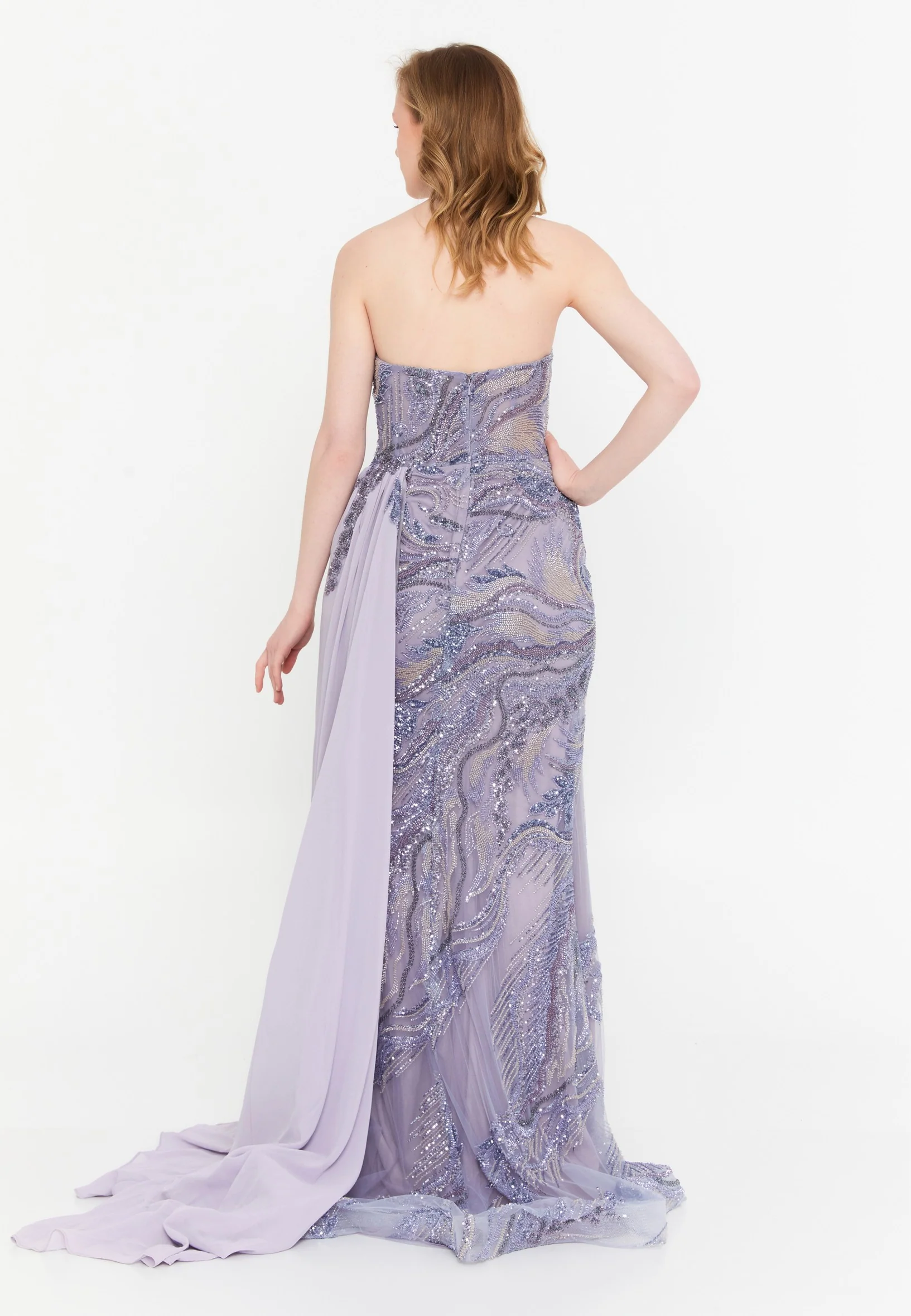Strapless Maxi Tulle Mermaid Regular Wedding Guest Dress mti1056 - Image 6