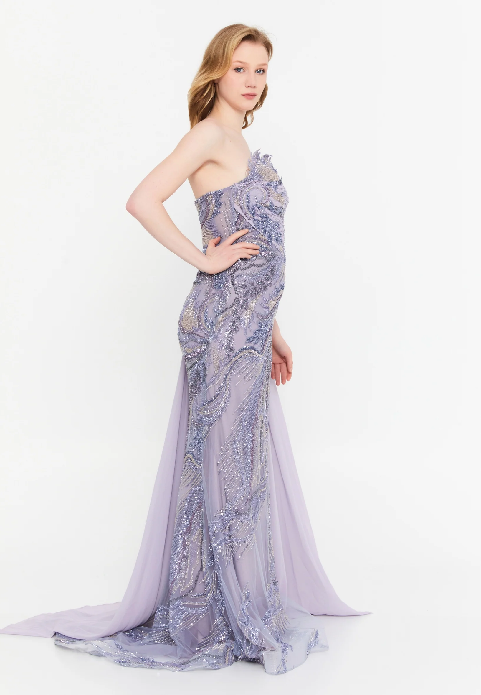 Strapless Maxi Tulle Mermaid Regular Wedding Guest Dress mti1056 - Image 7