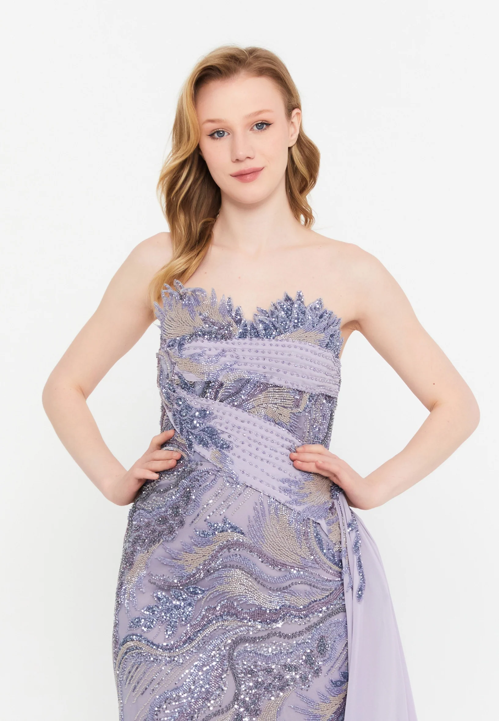 Strapless Maxi Tulle Mermaid Regular Wedding Guest Dress mti1056 - Image 8