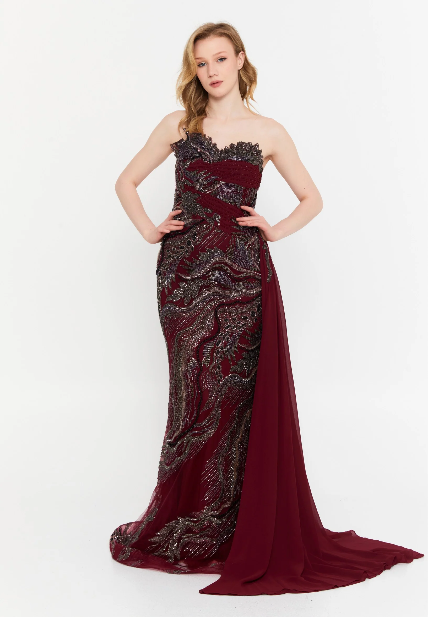 Strapless Maxi Tulle Mermaid Regular Wedding Guest Dress mti1056 - Image 9