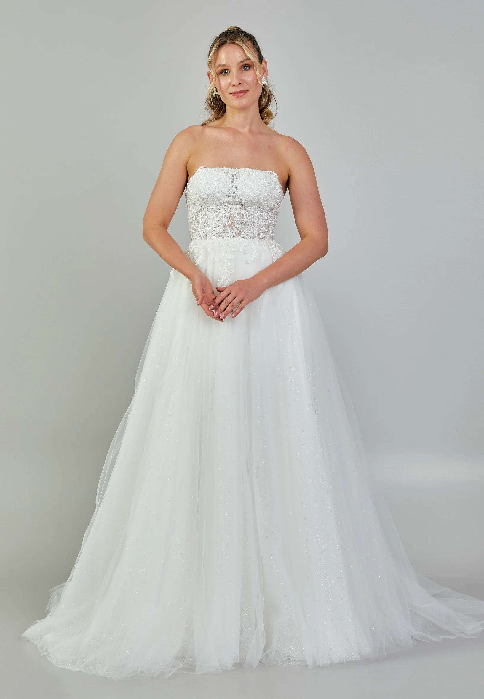 Strapless Maxi Tulle Plus Size Wedding Dress nor565