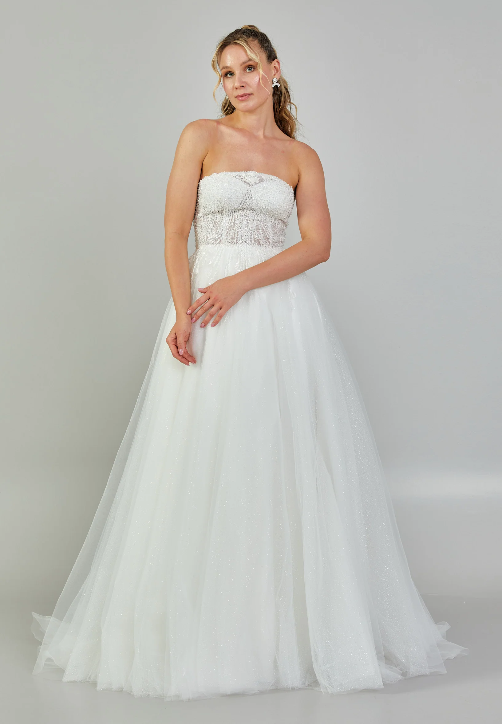 Strapless Maxi Tulle Plus Size Wedding Dress nor567