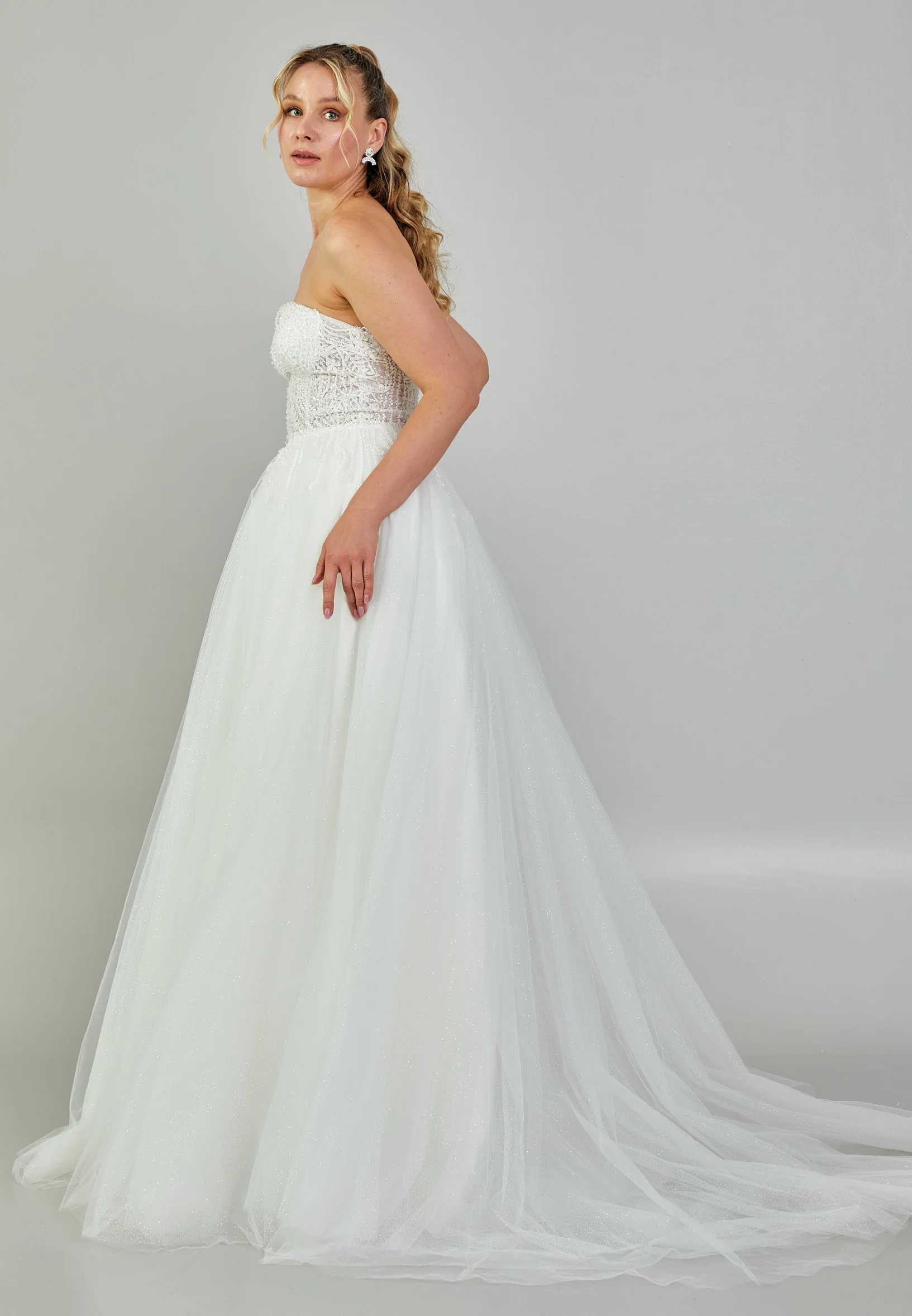 Strapless Maxi Tulle Plus Size Wedding Dress nor567 - Image 6